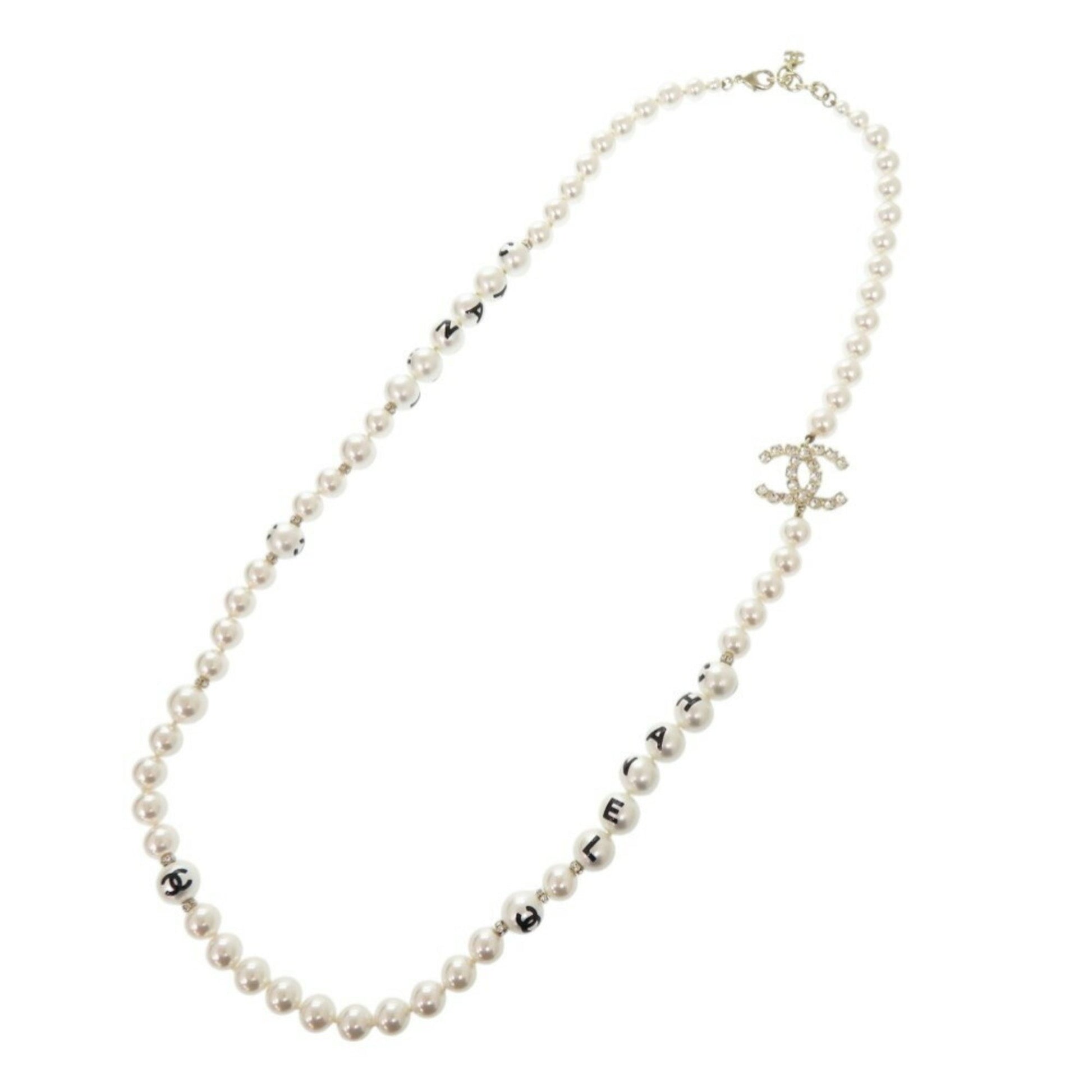 Chanel Coco Mark, White, Metal, necklace