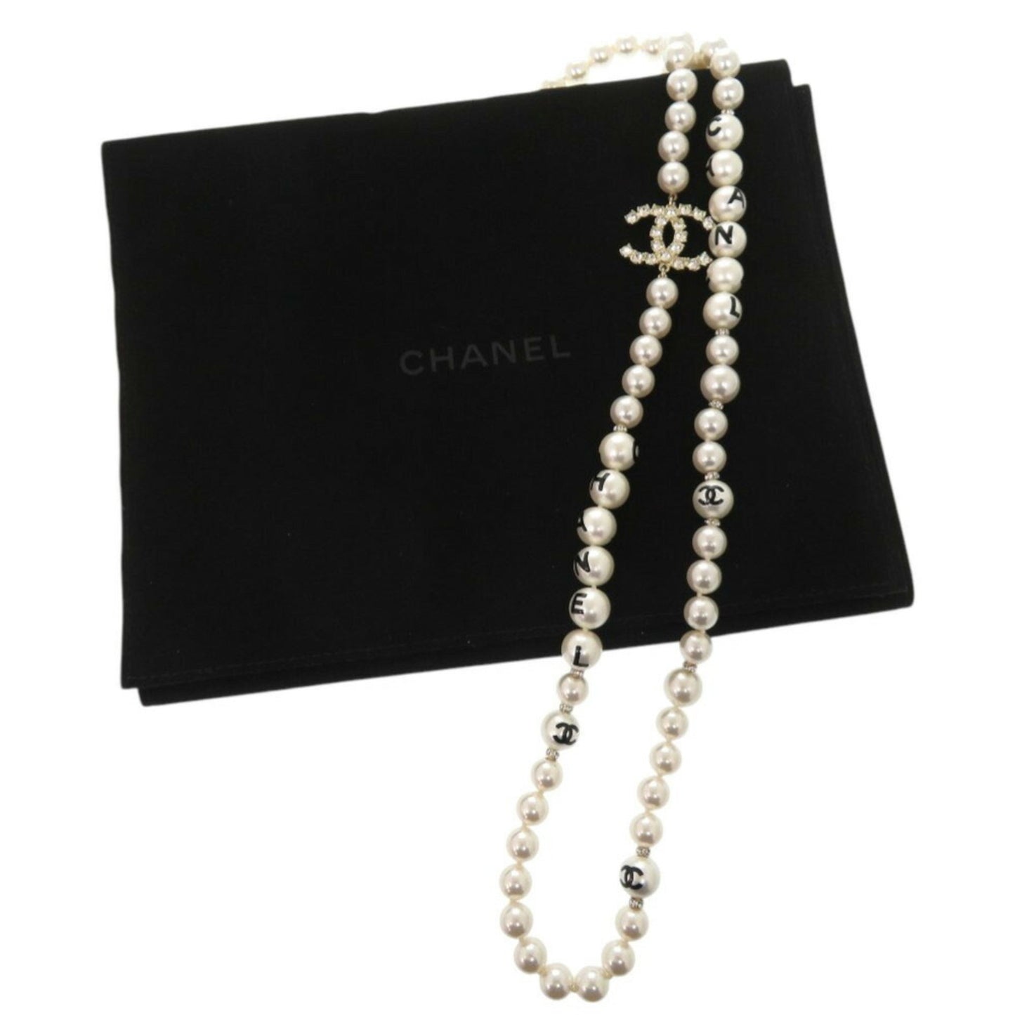 Chanel Coco Mark, White, Metal, necklace