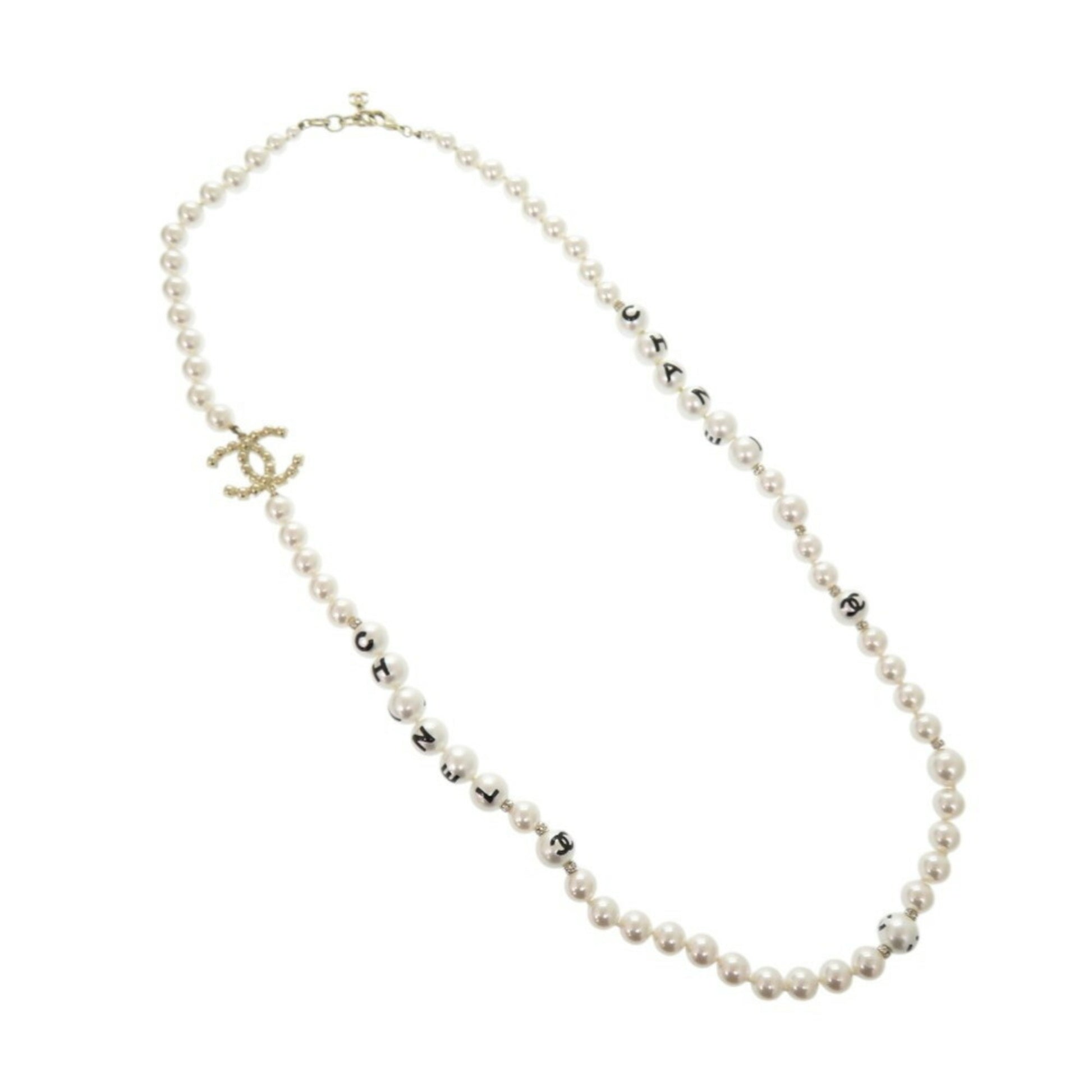 Chanel Coco Mark, White, Metal, necklace