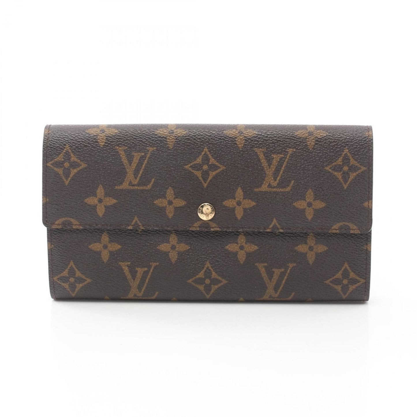 Louis Vuitton Porte Monnaie Credit, Brown, Canvas, wallet