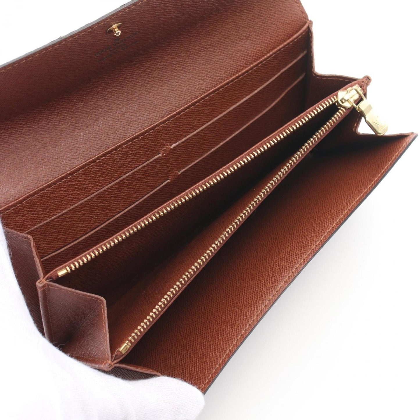 Louis Vuitton Porte Monnaie Credit, Brown, Canvas, wallet