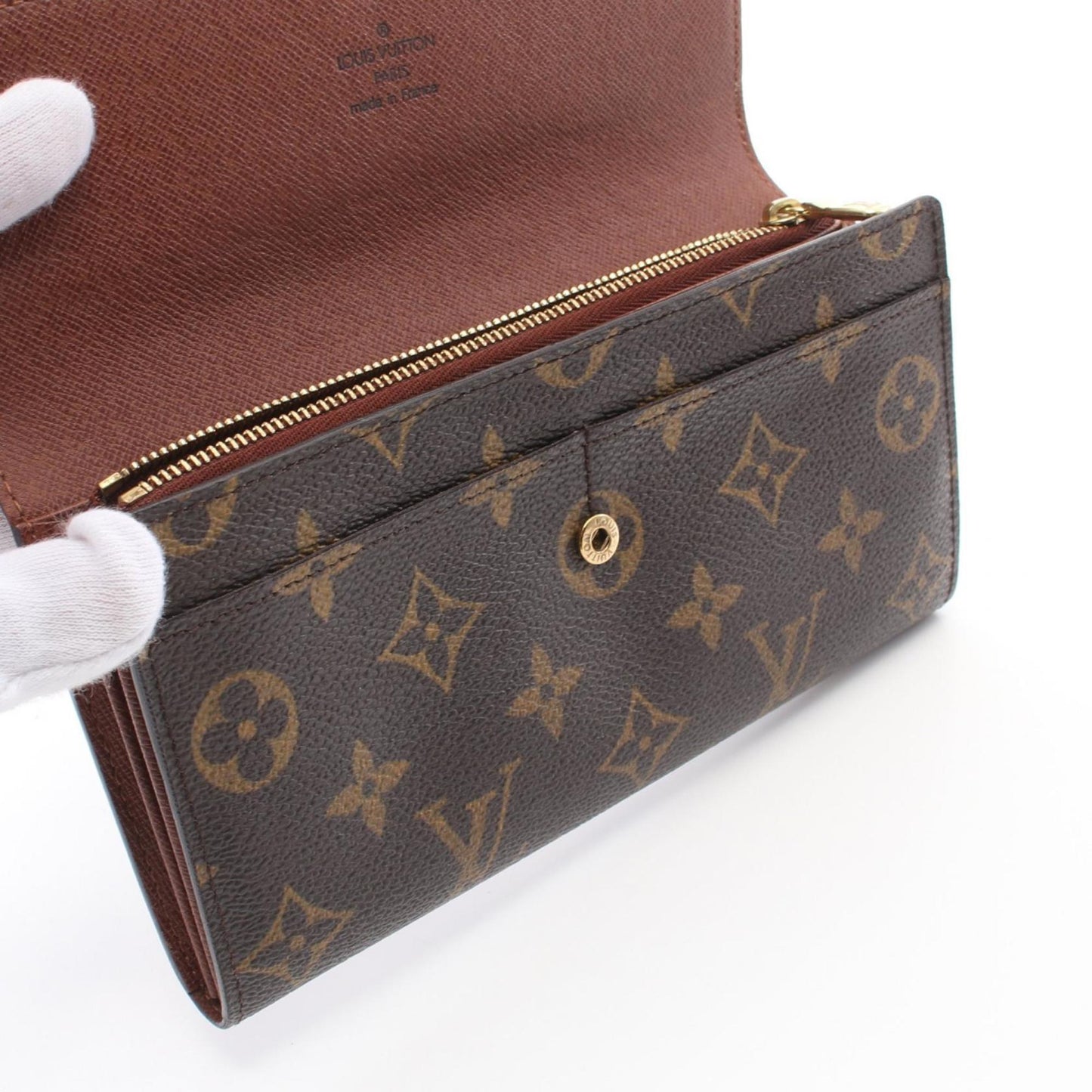 Louis Vuitton Porte Monnaie Credit, Brown, Canvas, wallet