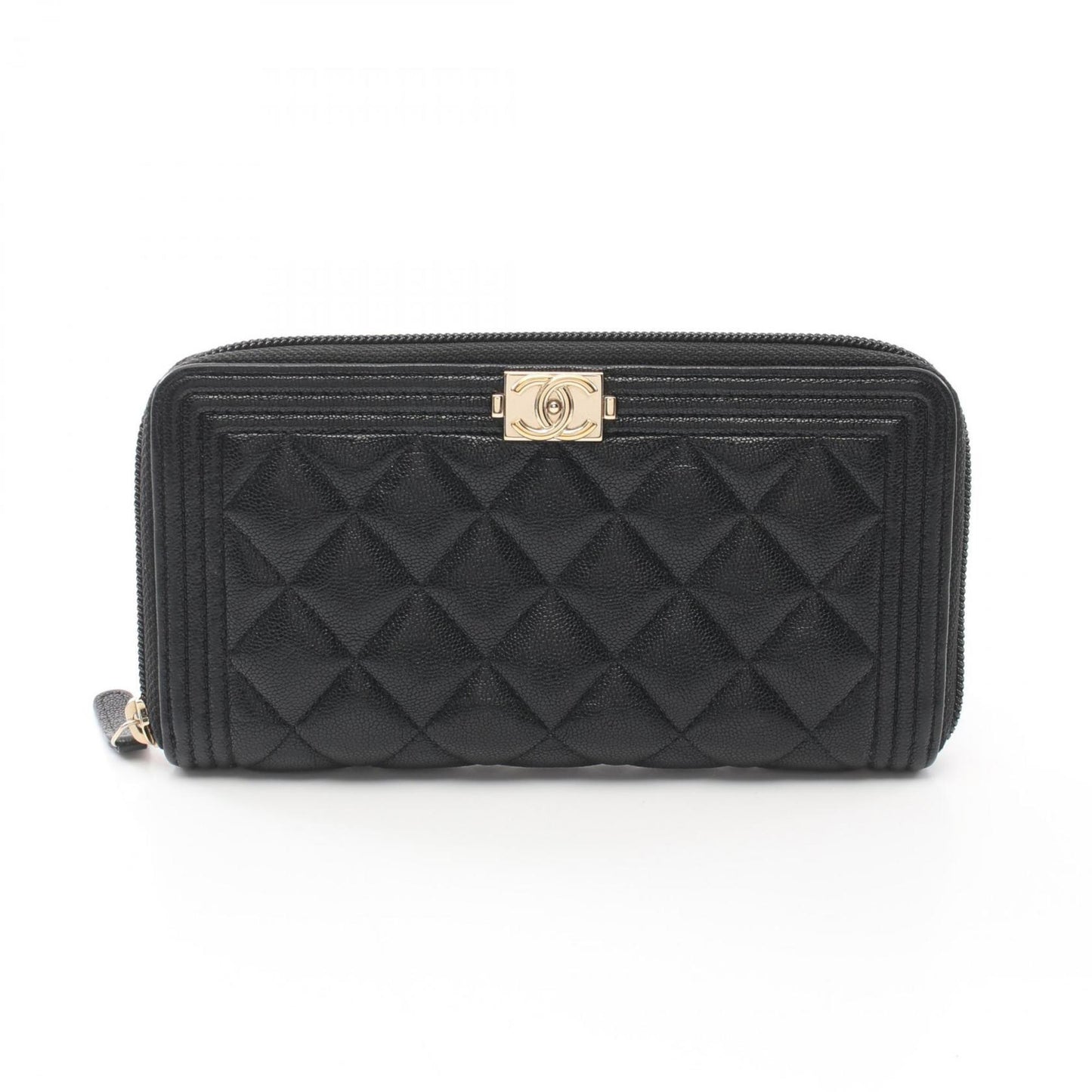 Chanel Boy, Black, Leather, wallet