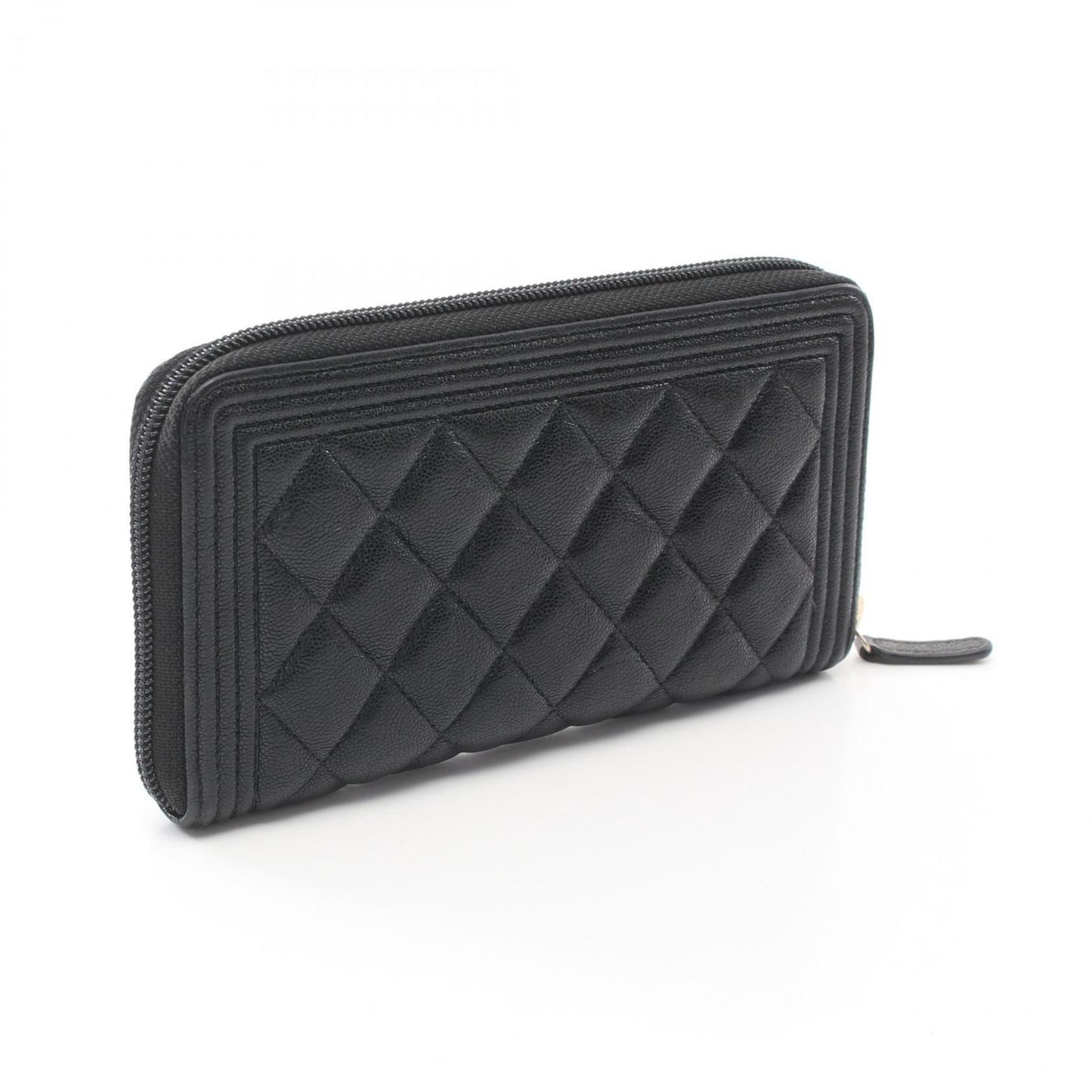 Chanel Boy, Black, Leather, wallet