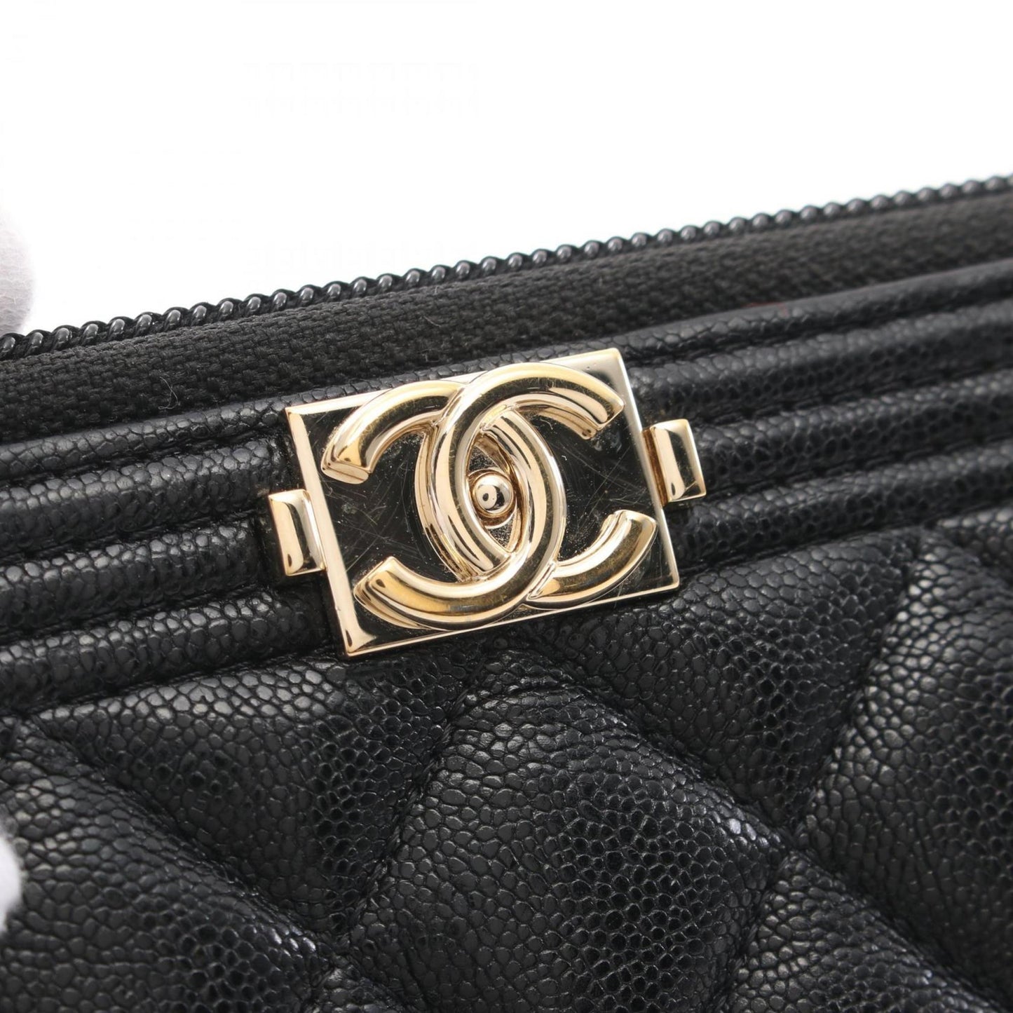 Chanel Boy, Black, Leather, wallet