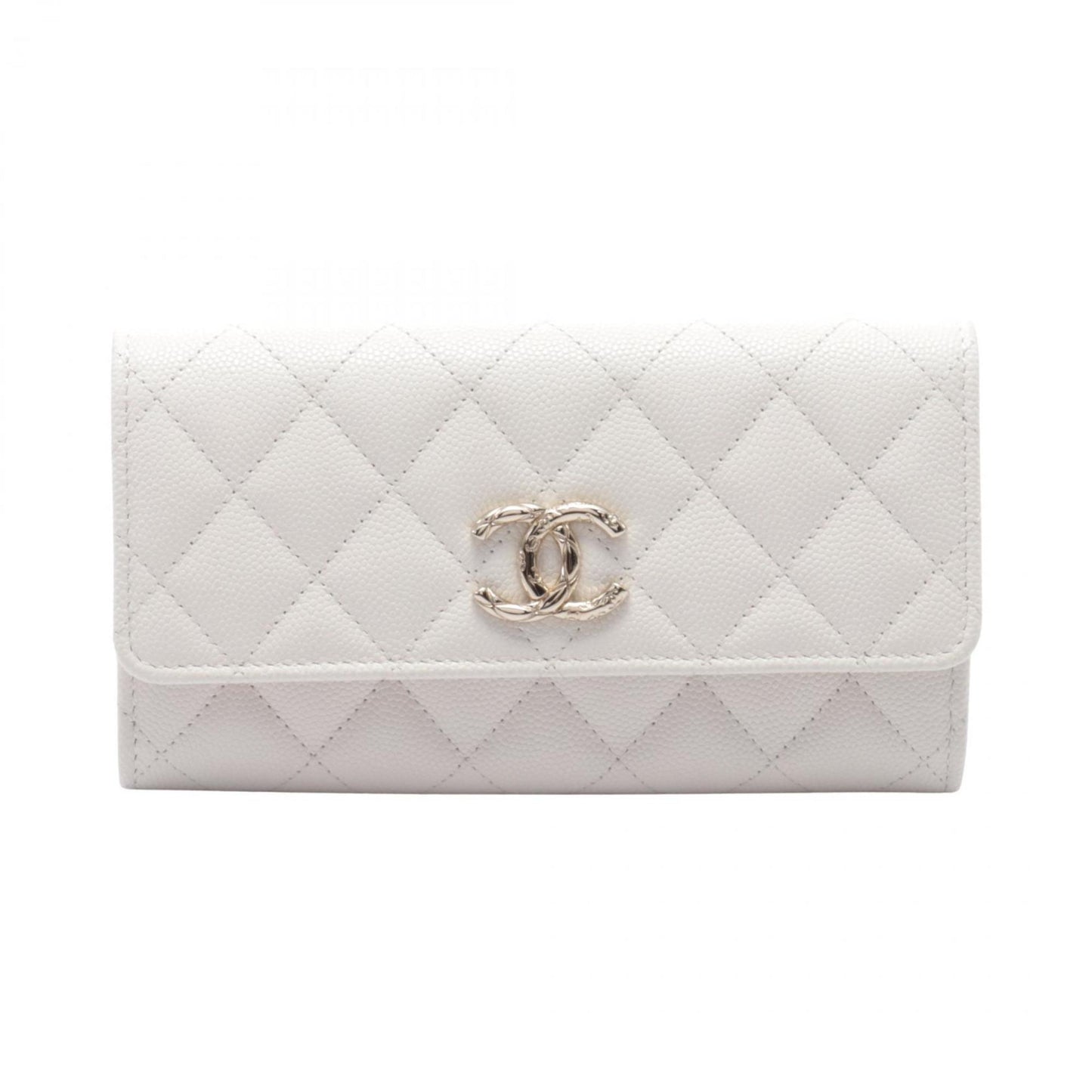 Chanel Coco Mark, White, Leather, wallet