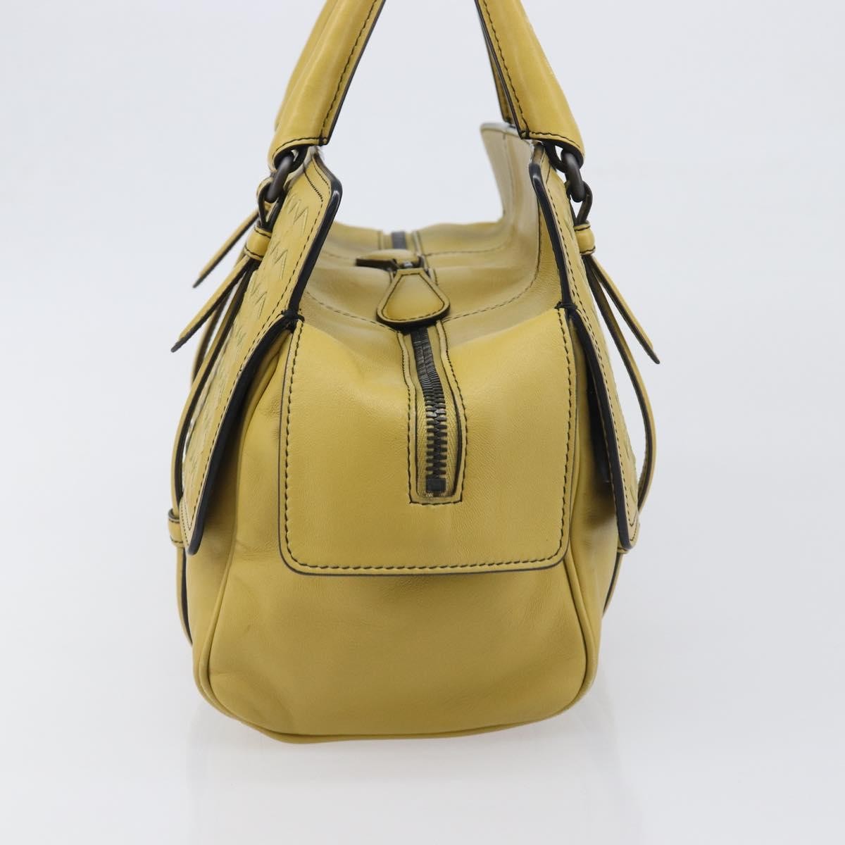 Bottega Veneta Monaco Nappa Leather With Intrecciato Detail, Yellow, Leather, Handbag