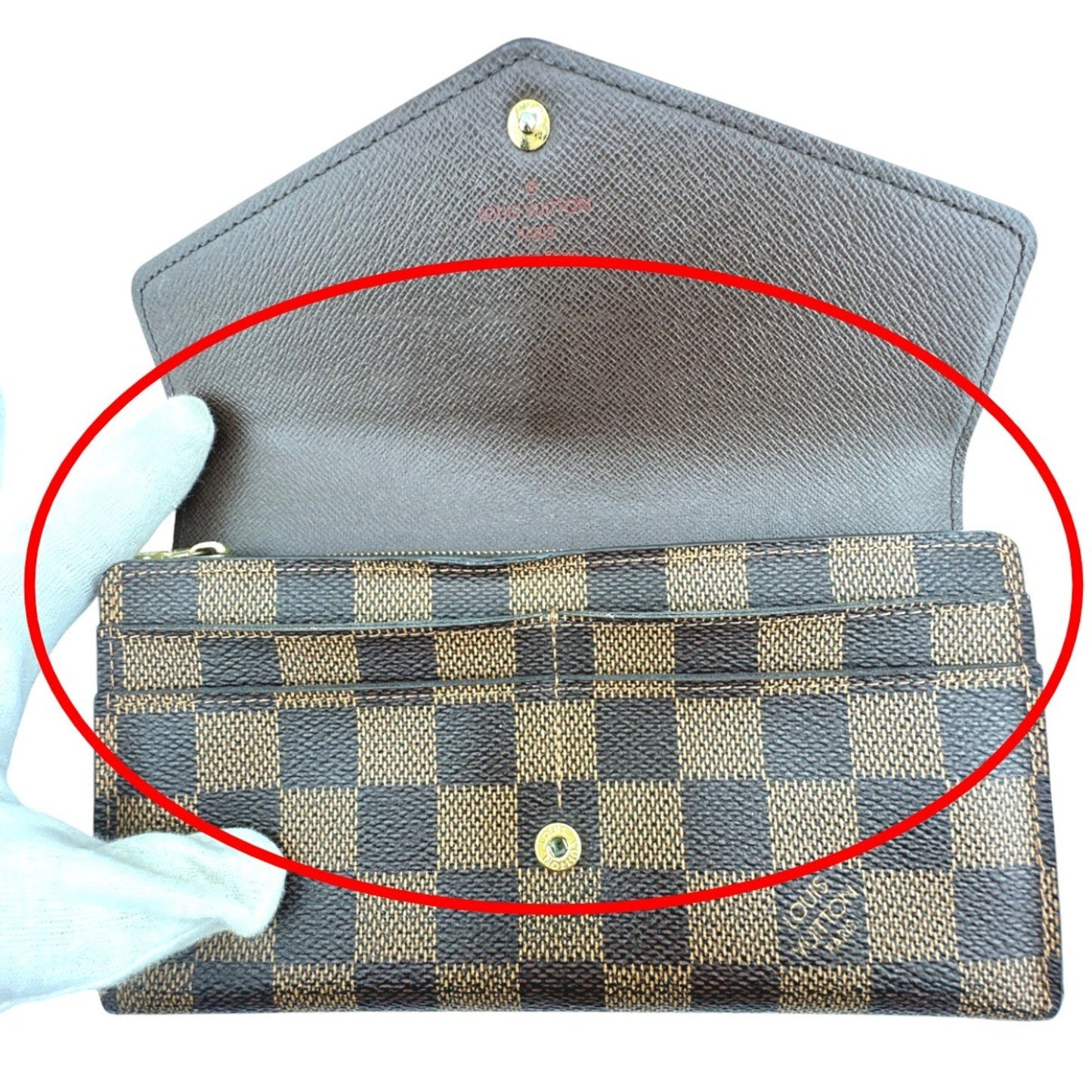 Louis Vuitton Sarah, Brown, Canvas, wallet