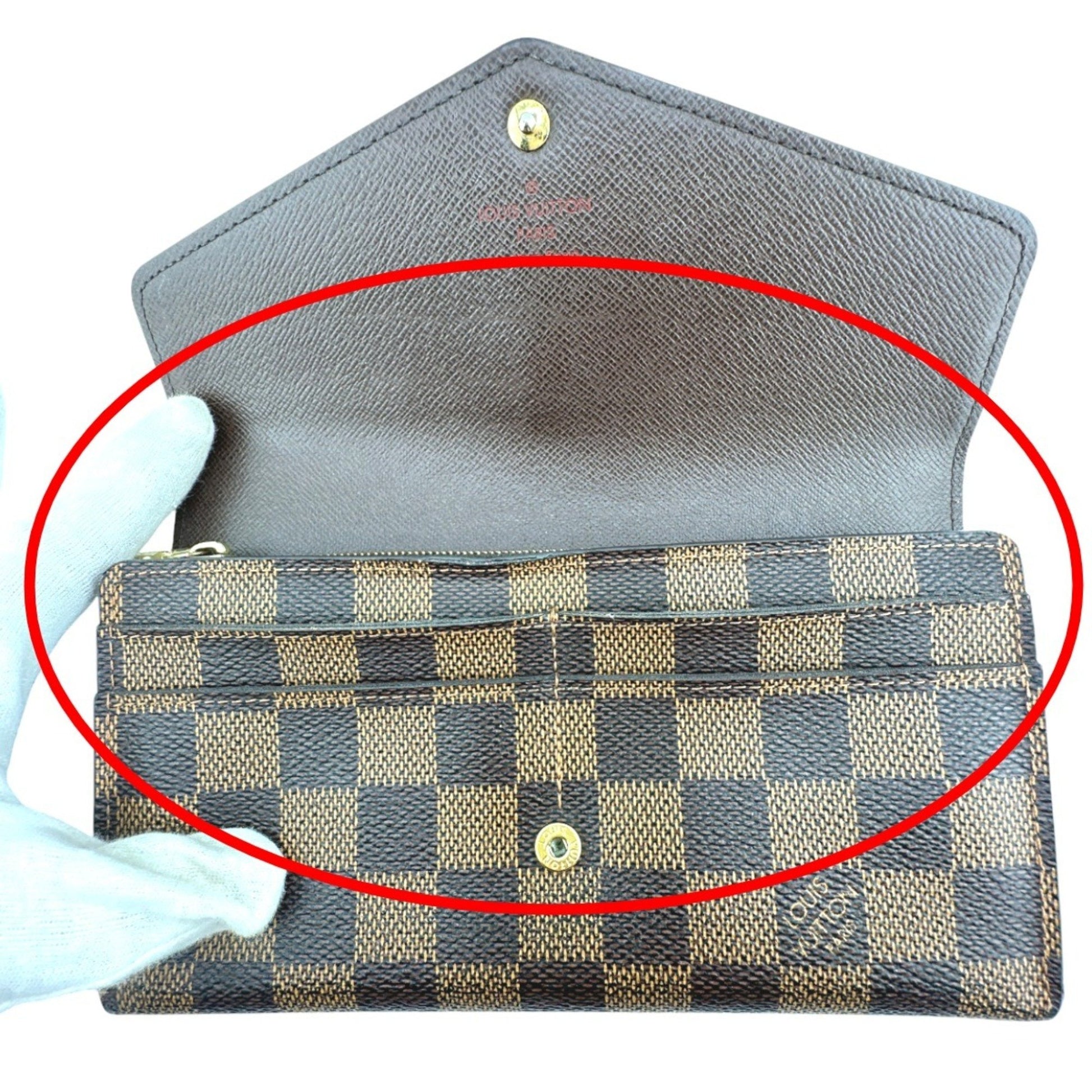 Louis Vuitton Sarah, Brown, Canvas, wallet