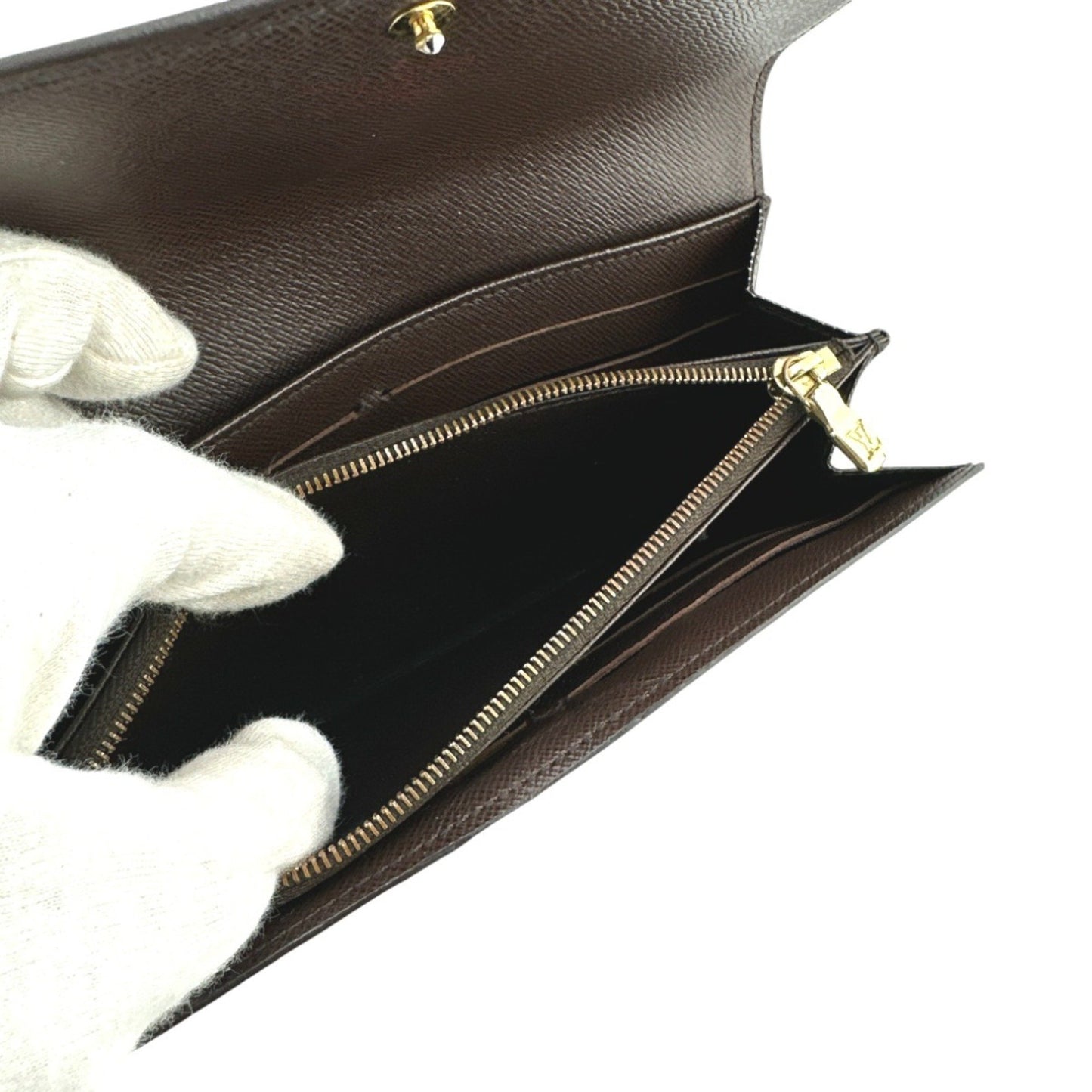 Louis Vuitton Sarah, Brown, Canvas, wallet