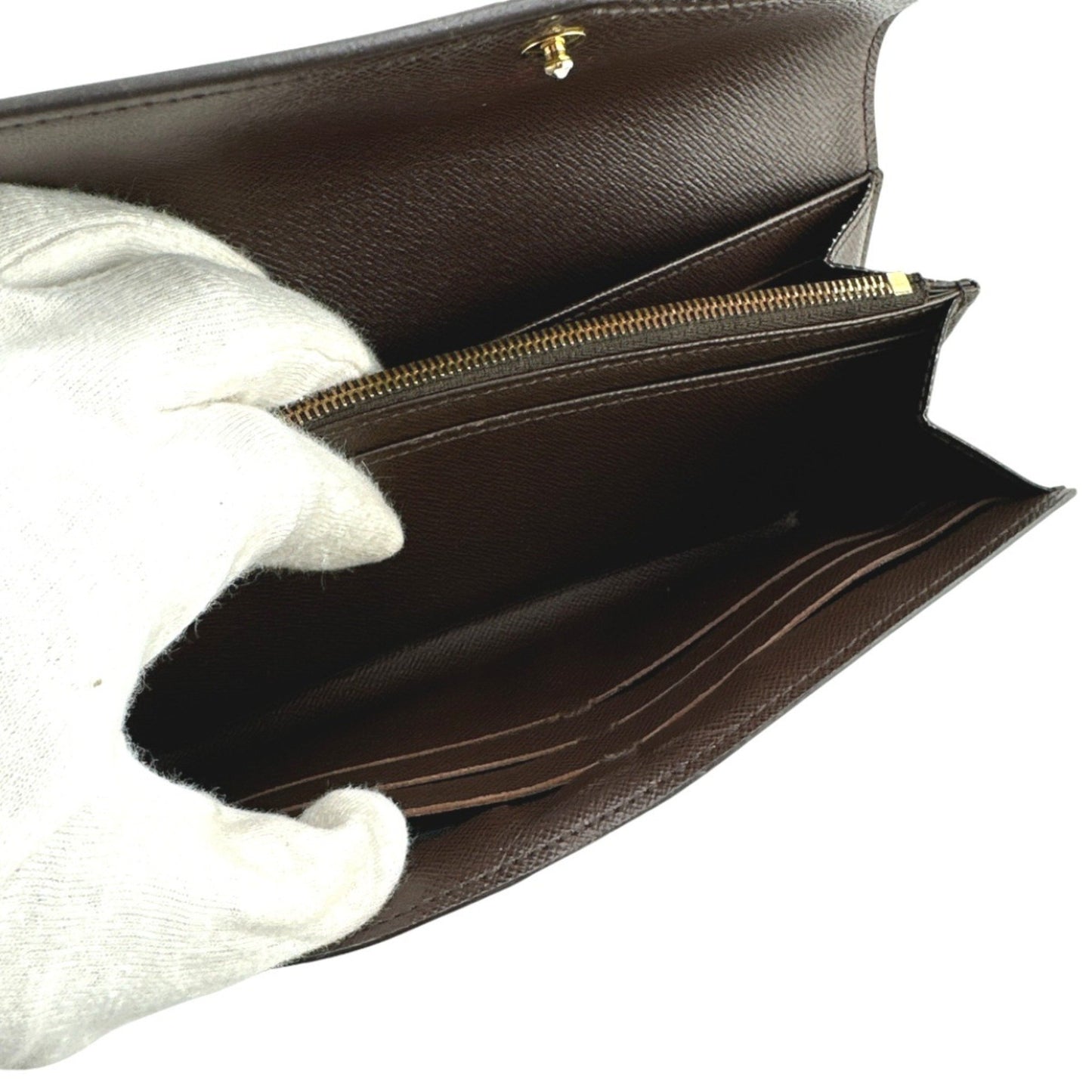 Louis Vuitton Sarah, Brown, Canvas, wallet