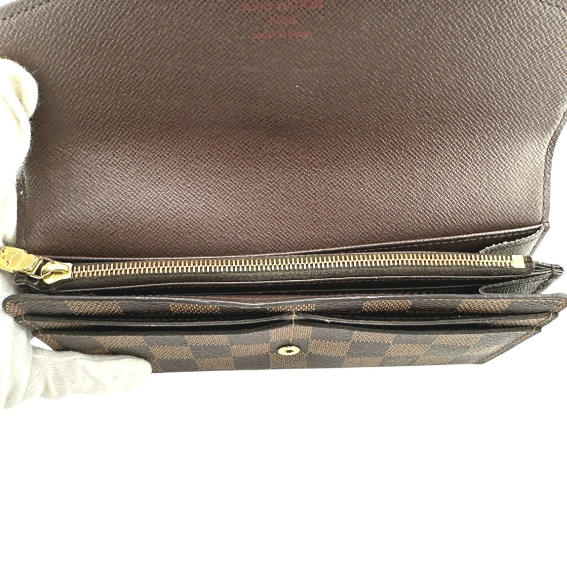 Louis Vuitton Sarah, Brown, Canvas, wallet
