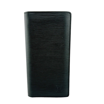 Louis Vuitton Portefeuille Brazza, Black, Leather, wallet
