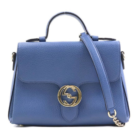 Gucci Interlocking G, Blue, Leather, shopper