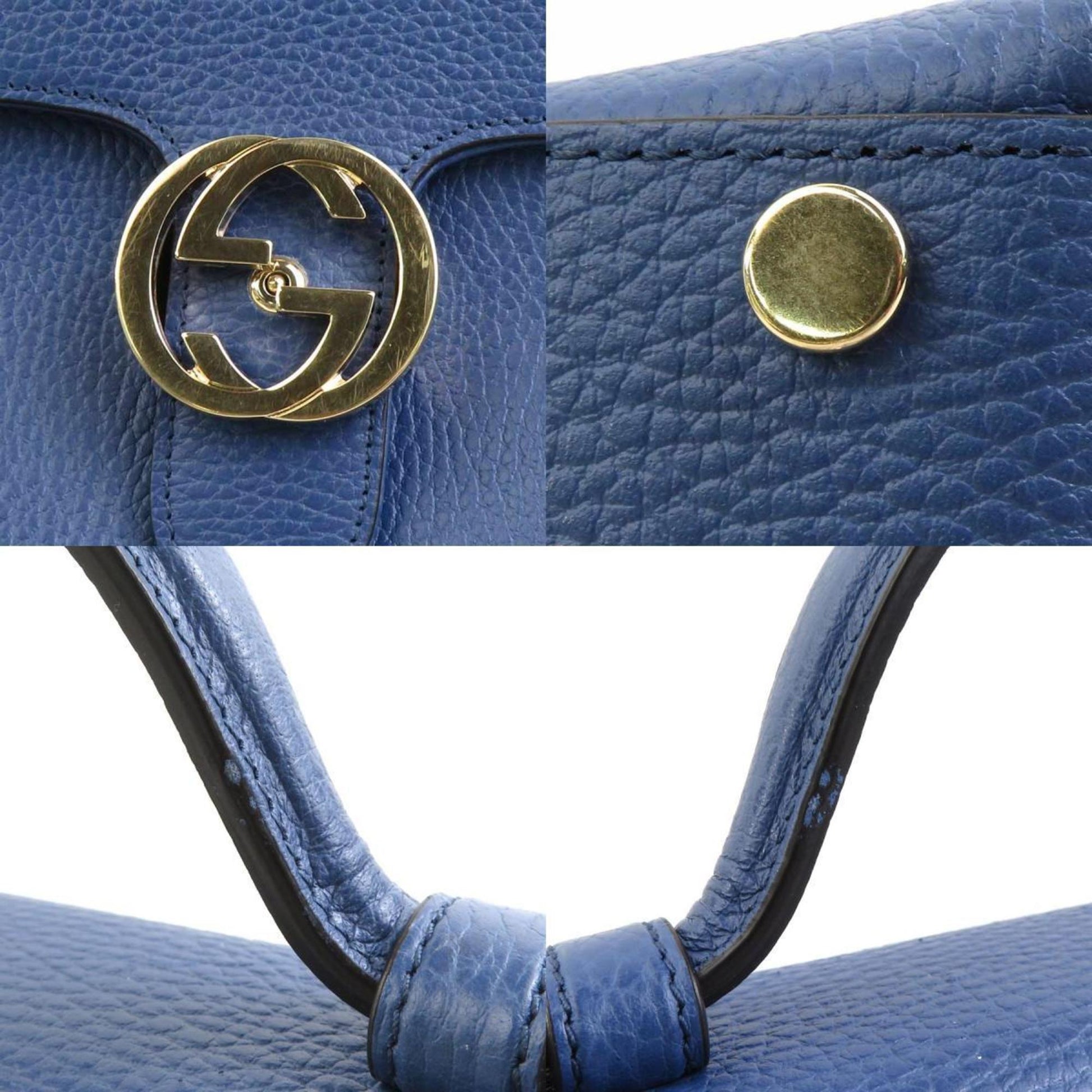 Gucci Interlocking G, Blue, Leather, shopper