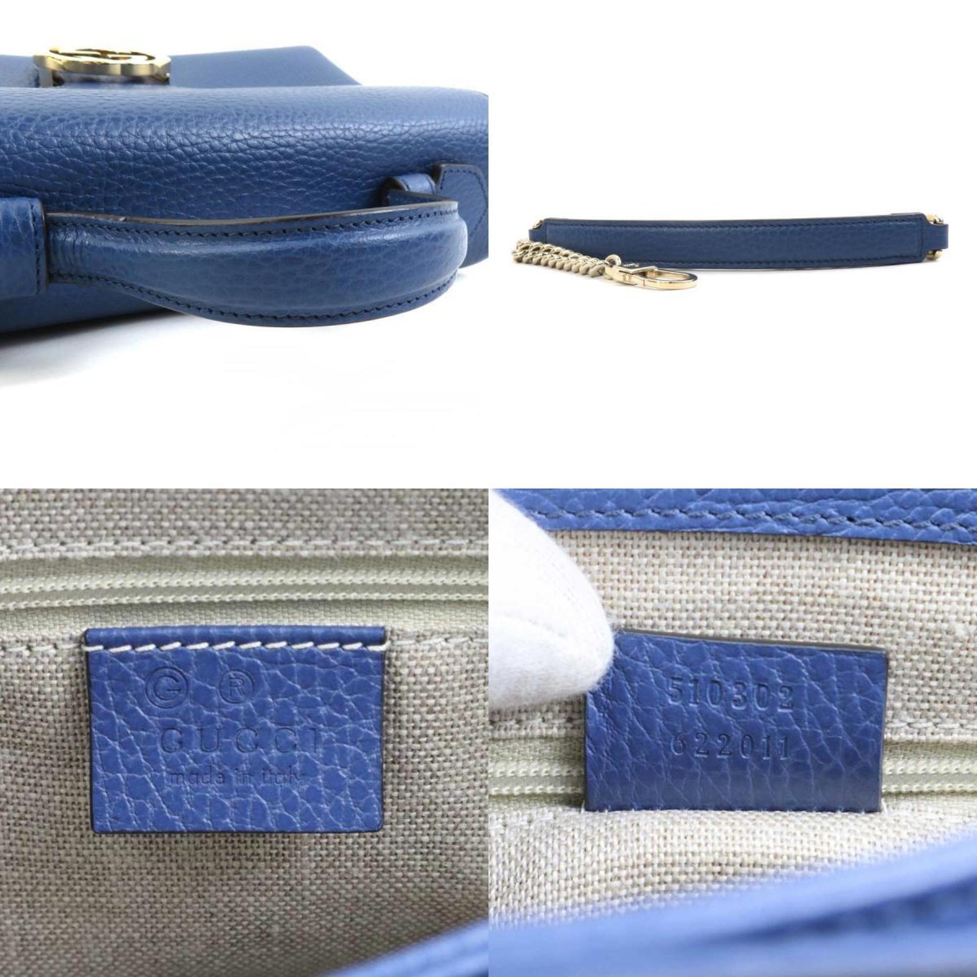 Gucci Interlocking G, Blue, Leather, shopper