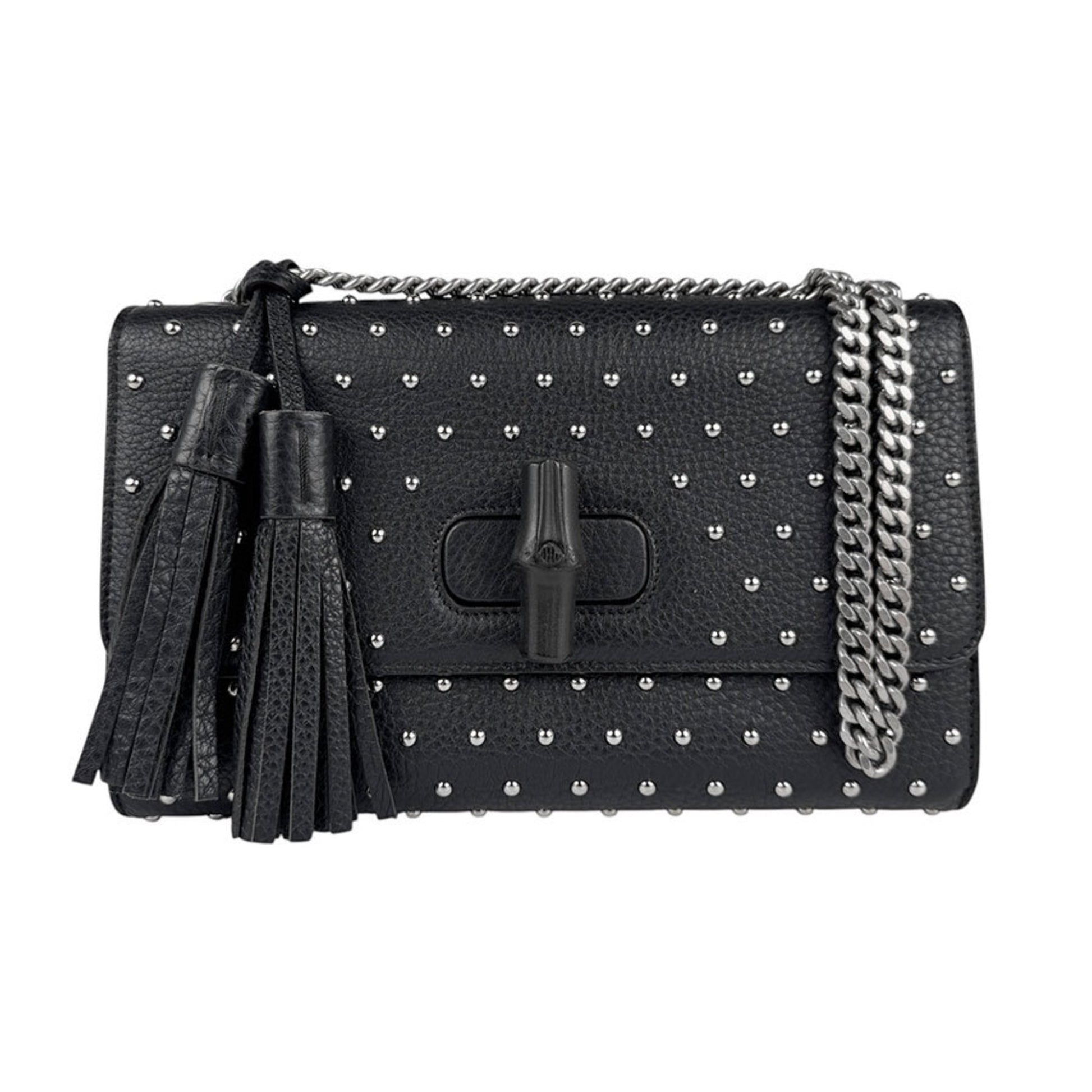 Gucci Bamboo, Black, Leather, shoulder