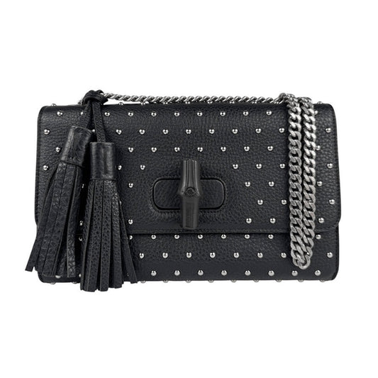 Gucci Bamboo, Black, Leather, shoulder