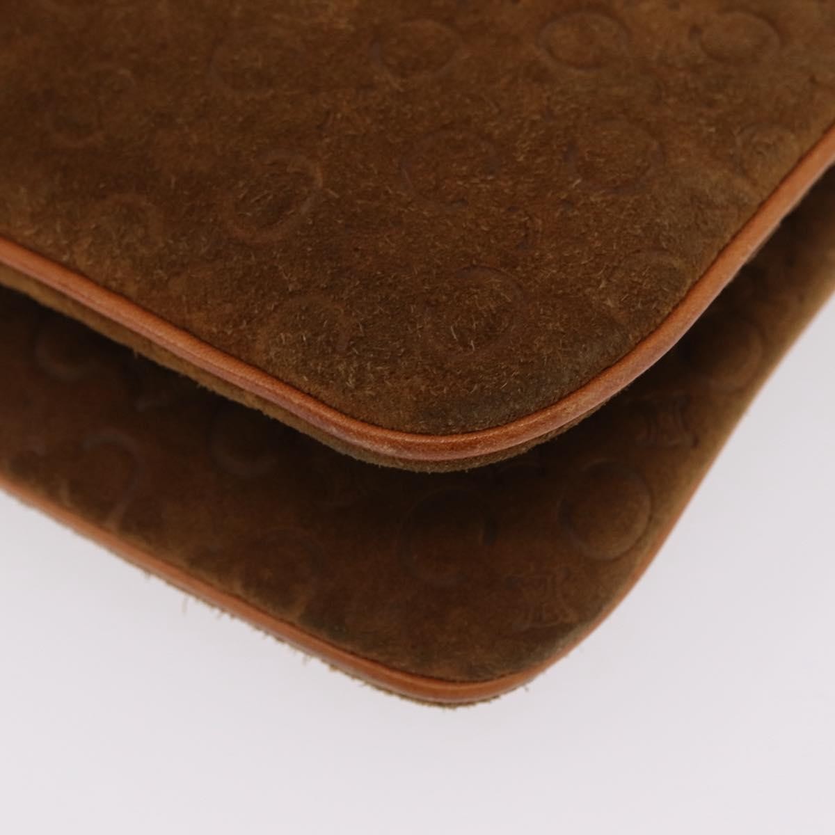 Celine C Macadam Shoulder Suede, Brown, Suede, Handbag