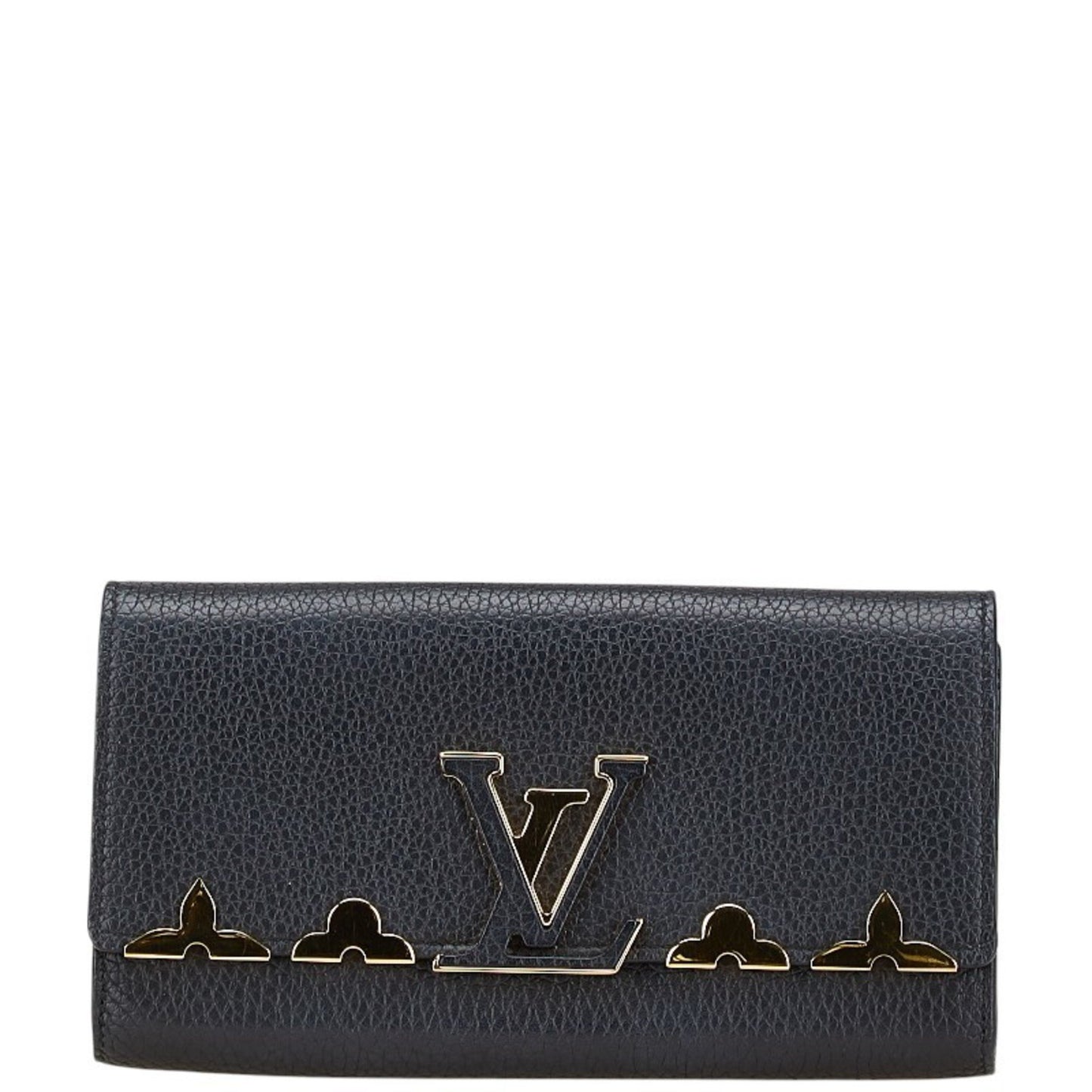 Louis Vuitton Capucines, Black, Leather, wallet