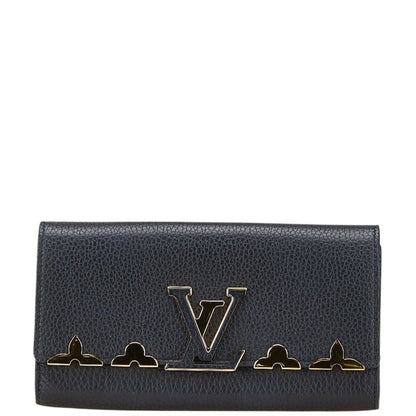 Louis Vuitton Capucines, Black, Leather, wallet