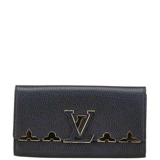 Louis Vuitton Capucines, Black, Leather, wallet