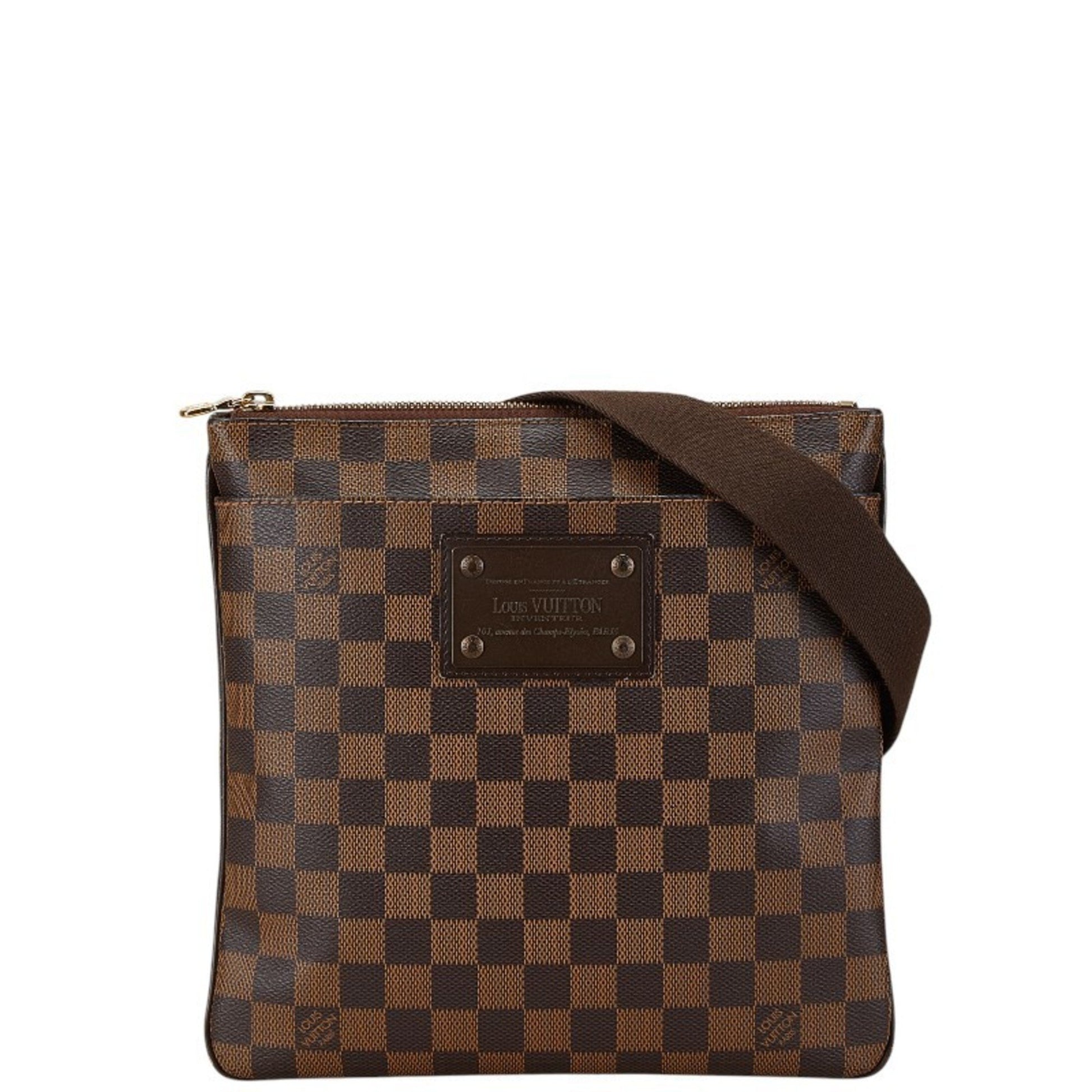 Louis Vuitton Brooklyn, Brown, Canvas, shoulder
