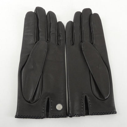 Hermès --, Black, Leather, gloves