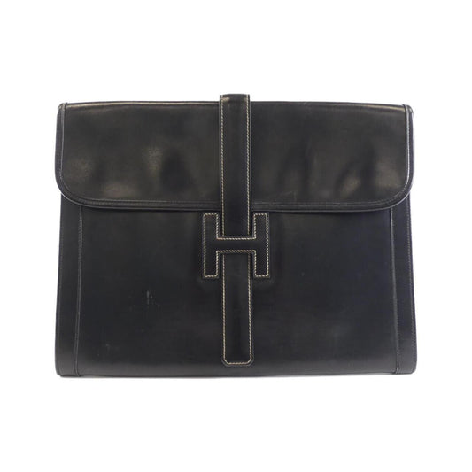 Hermès Jige, Black, Leather, handbag