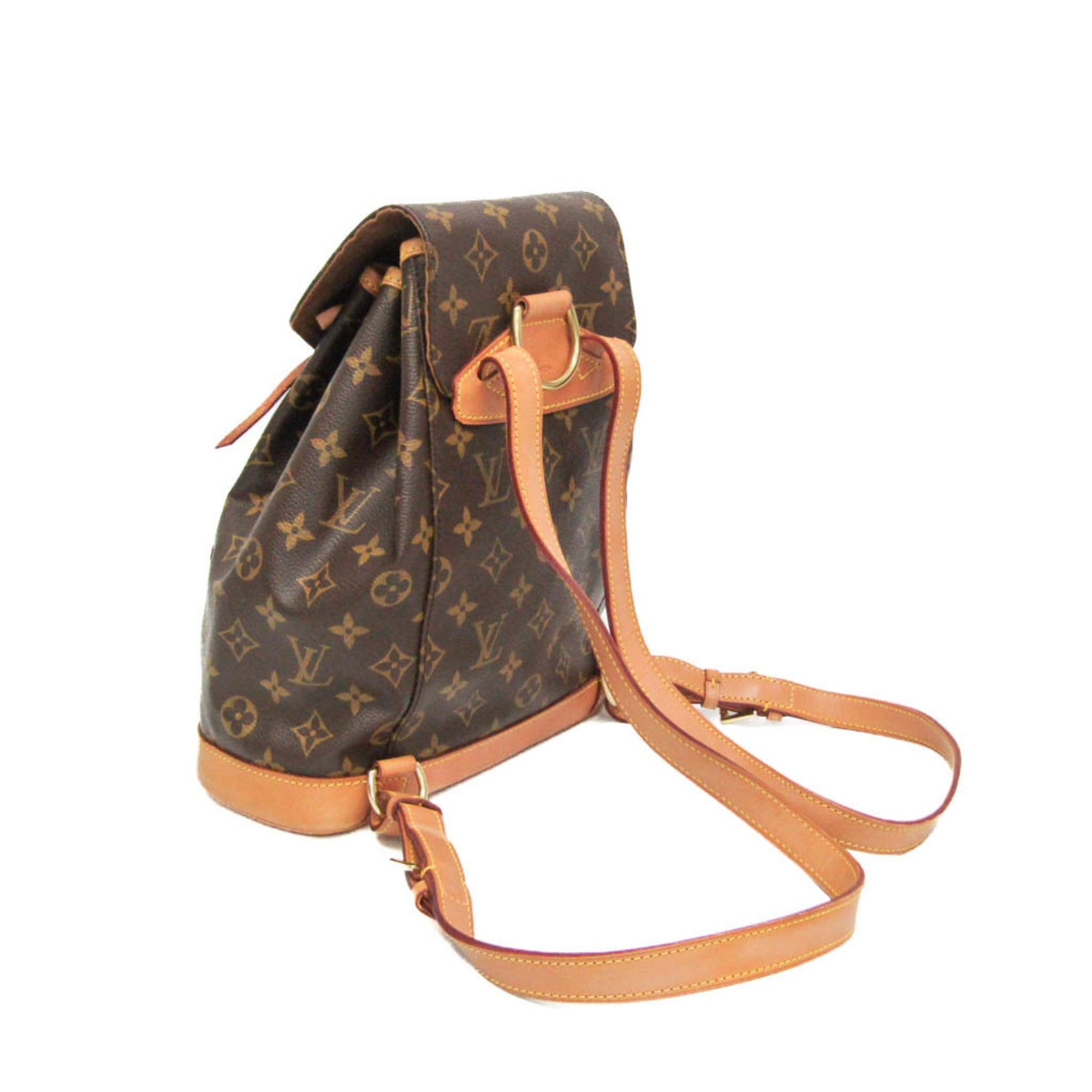 Louis Vuitton Montsouris MM, Brown, Canvas, backpack