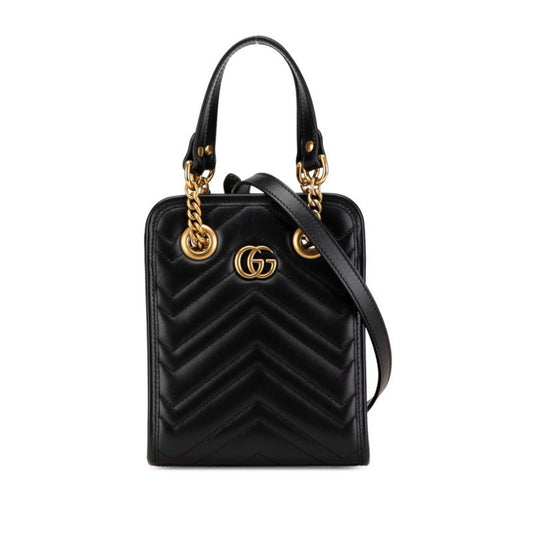Gucci Marmont, Black, Leather, handbag