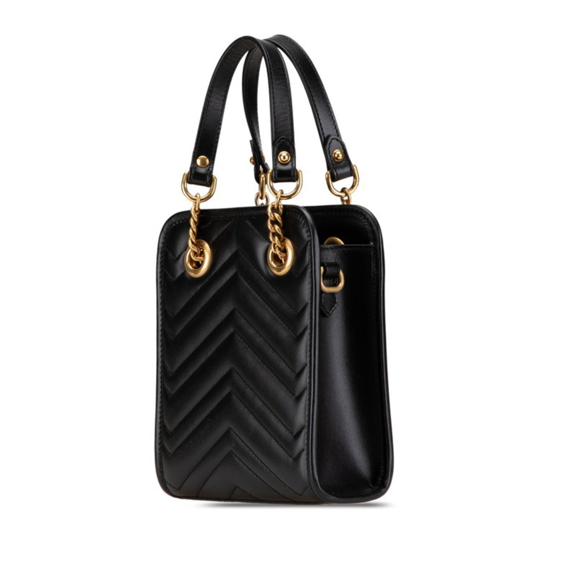 Gucci Marmont, Black, Leather, handbag