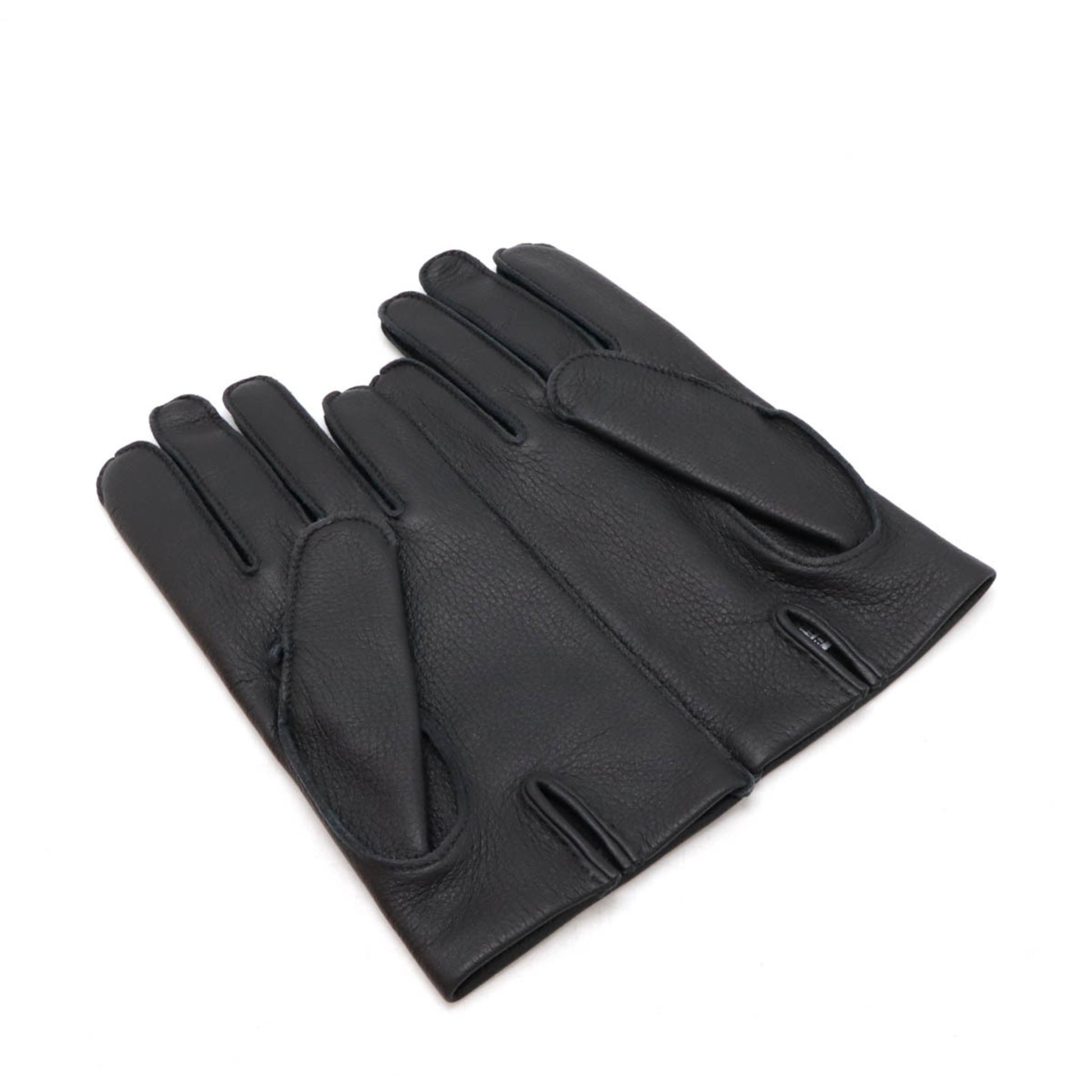 Hermès H, Black, Leather, gloves