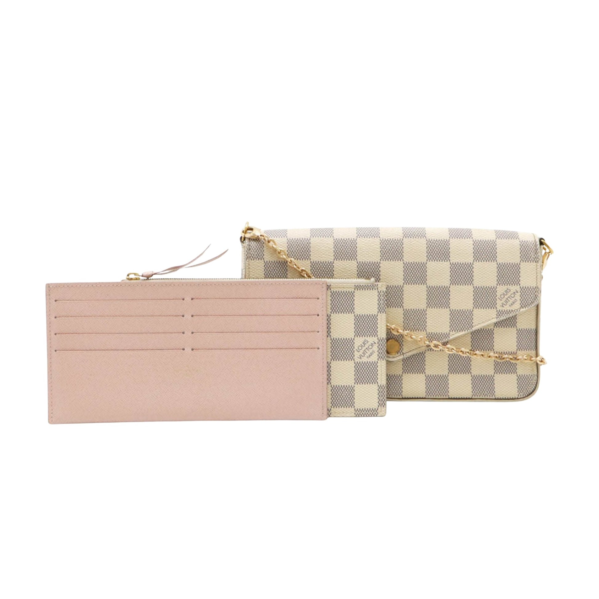 Louis Vuitton Felicie, White, Canvas, clutch