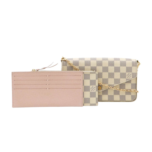 Louis Vuitton Felicie, White, Canvas, clutch