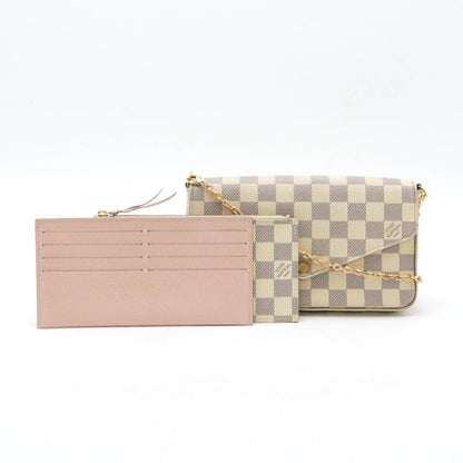 Louis Vuitton Felicie, White, Canvas, clutch