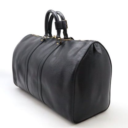 Louis Vuitton Keepall 45, Black, Leather, travel