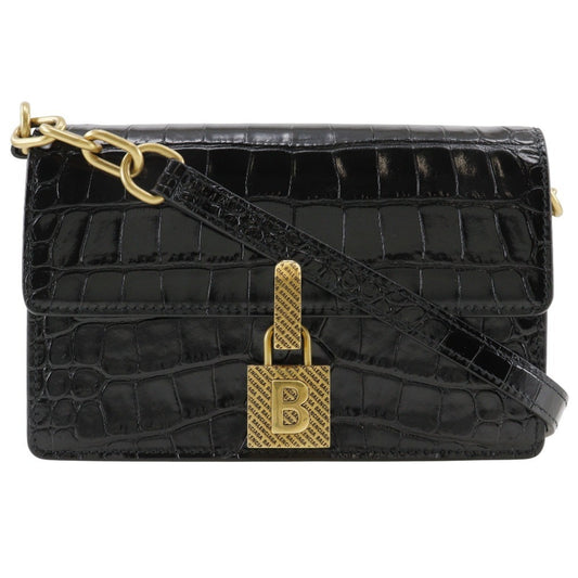 Balenciaga B, Black, Leather, clutch