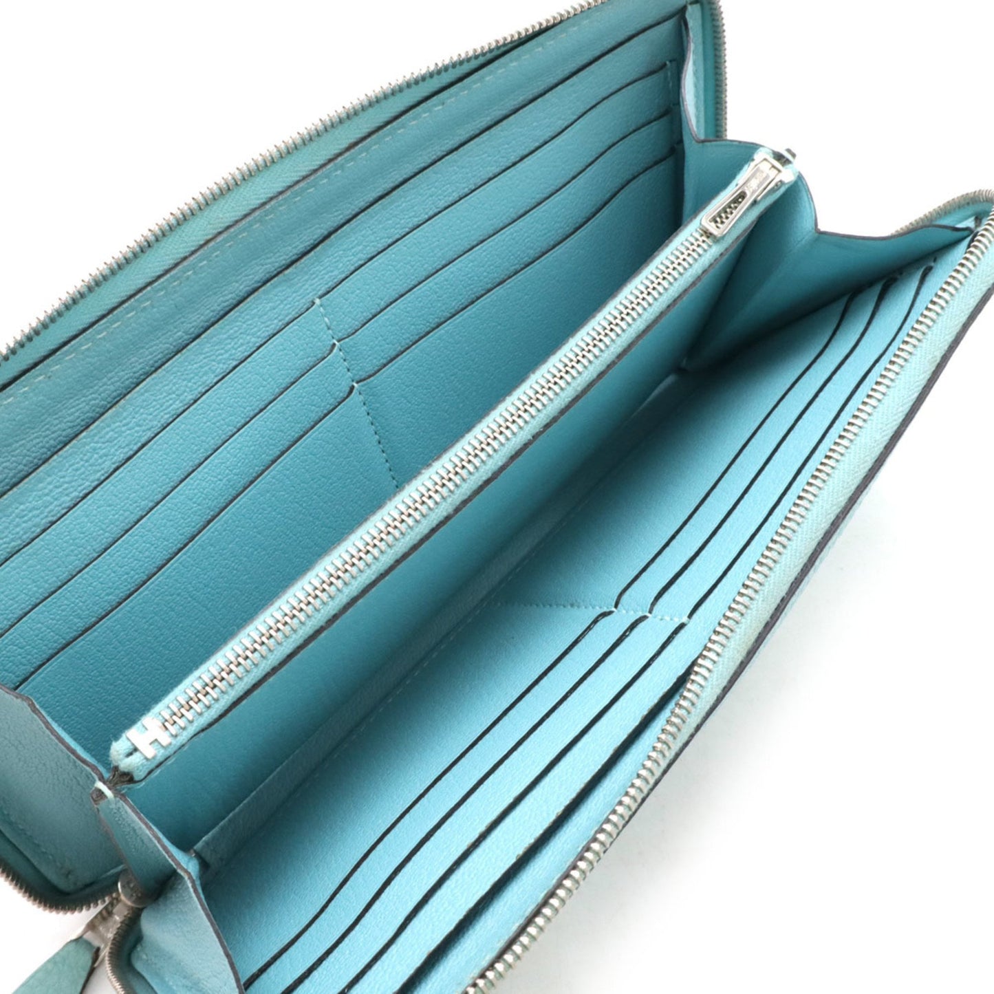 Hermès Silk'In, Turquoise, Leather, wallet