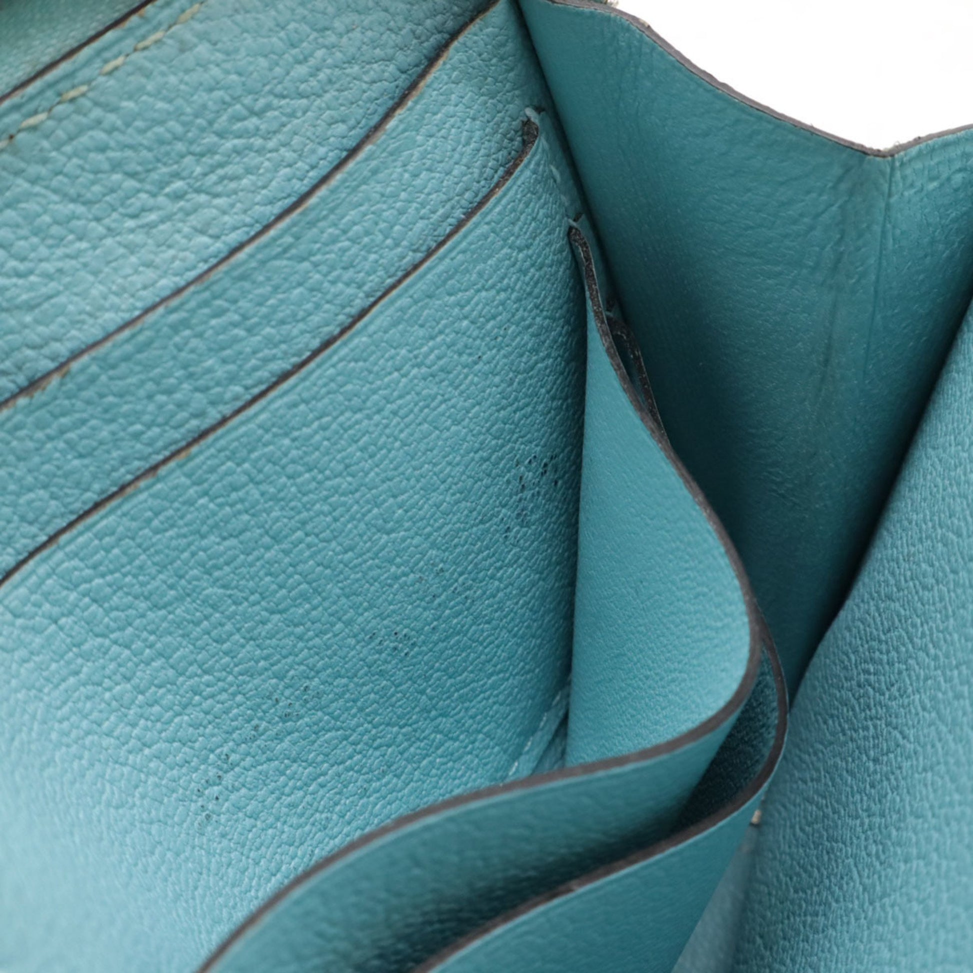 Hermès Silk'In, Turquoise, Leather, wallet