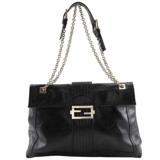 Fendi Baguette, Black, Leather, shoulder