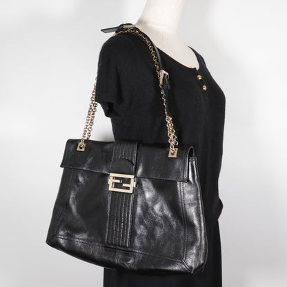 Fendi Baguette, Black, Leather, shoulder
