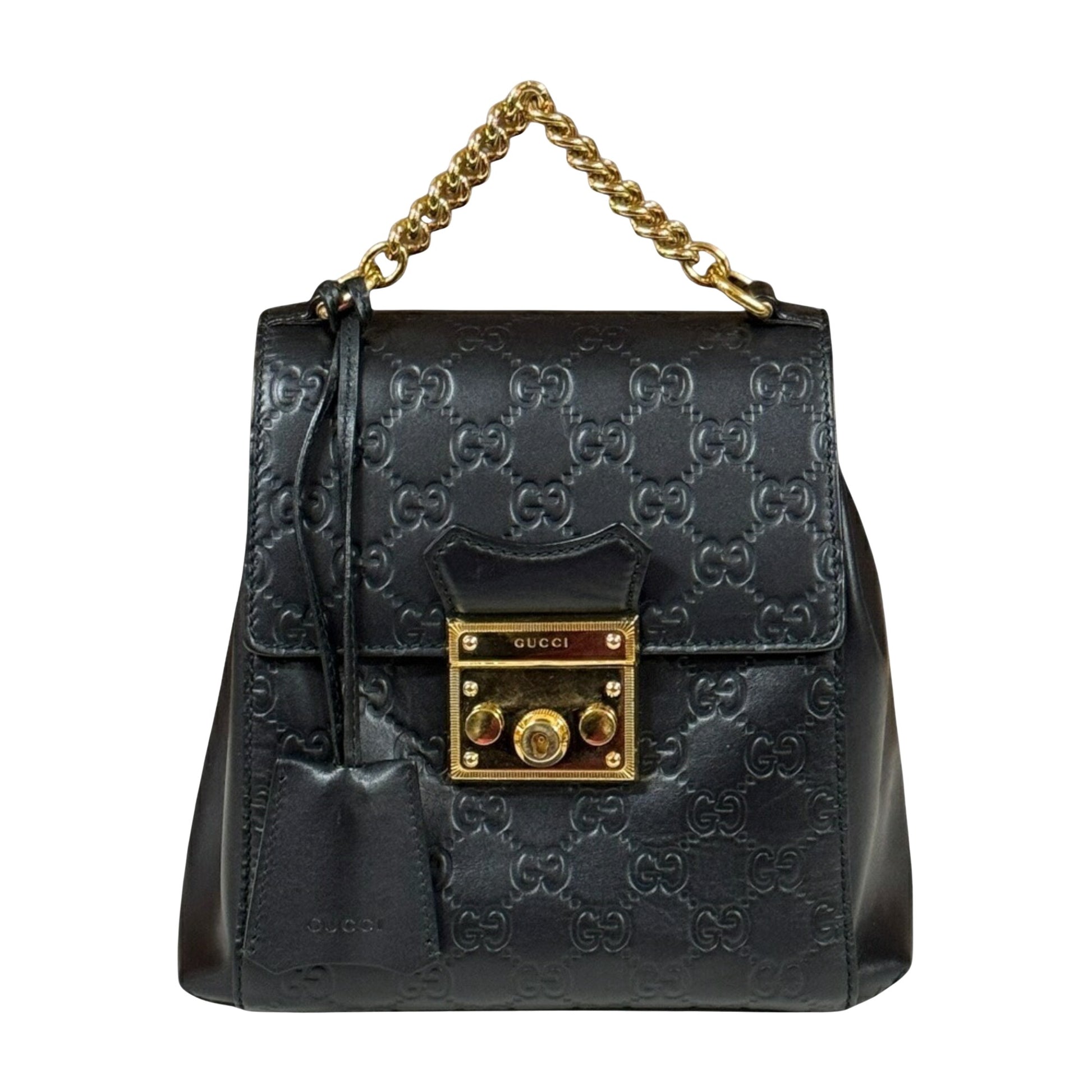 Gucci Guccissima, Black, Leather, backpack