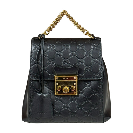 Gucci Guccissima, Black, Leather, backpack