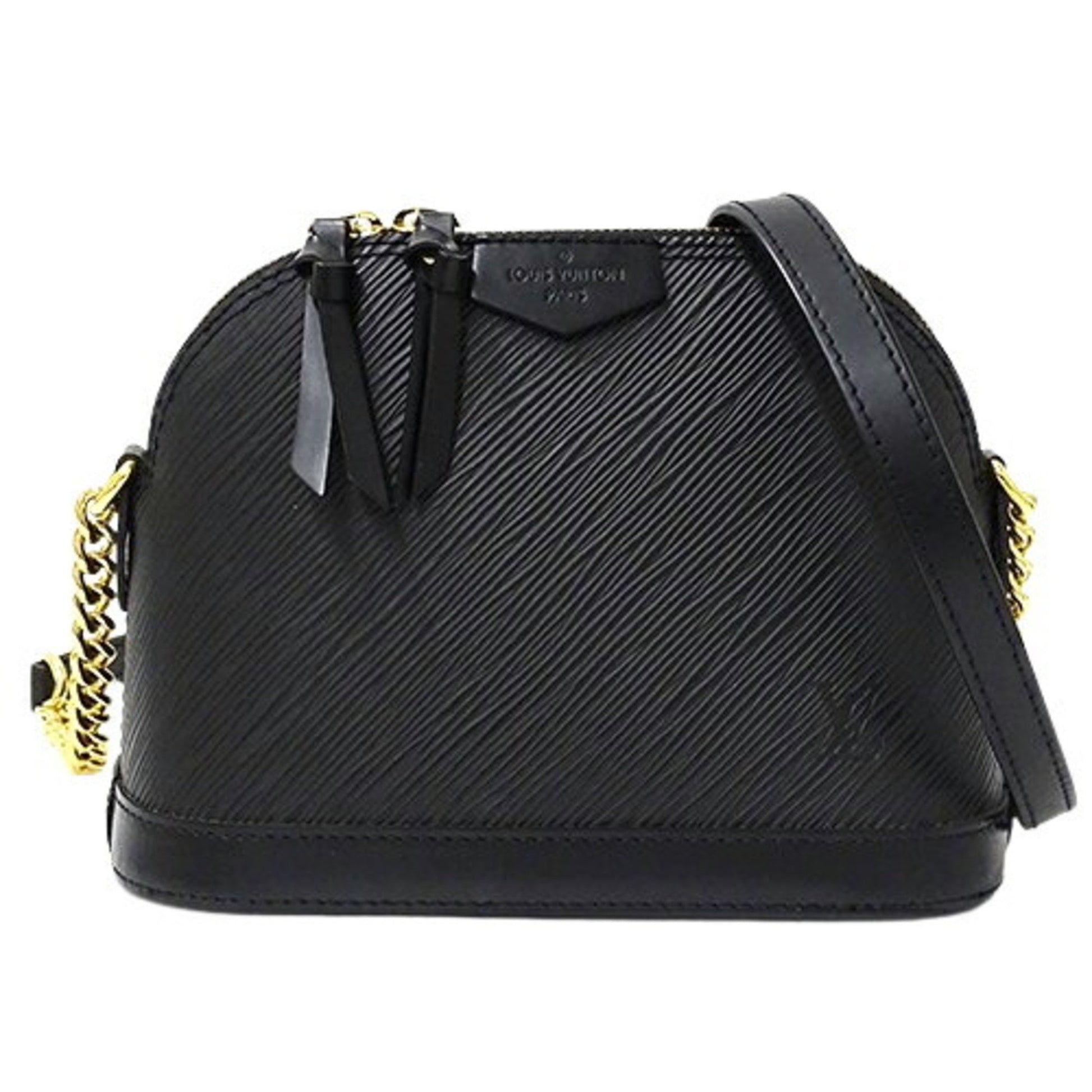 Louis Vuitton Alma Mini, Black, Leather, shoulder