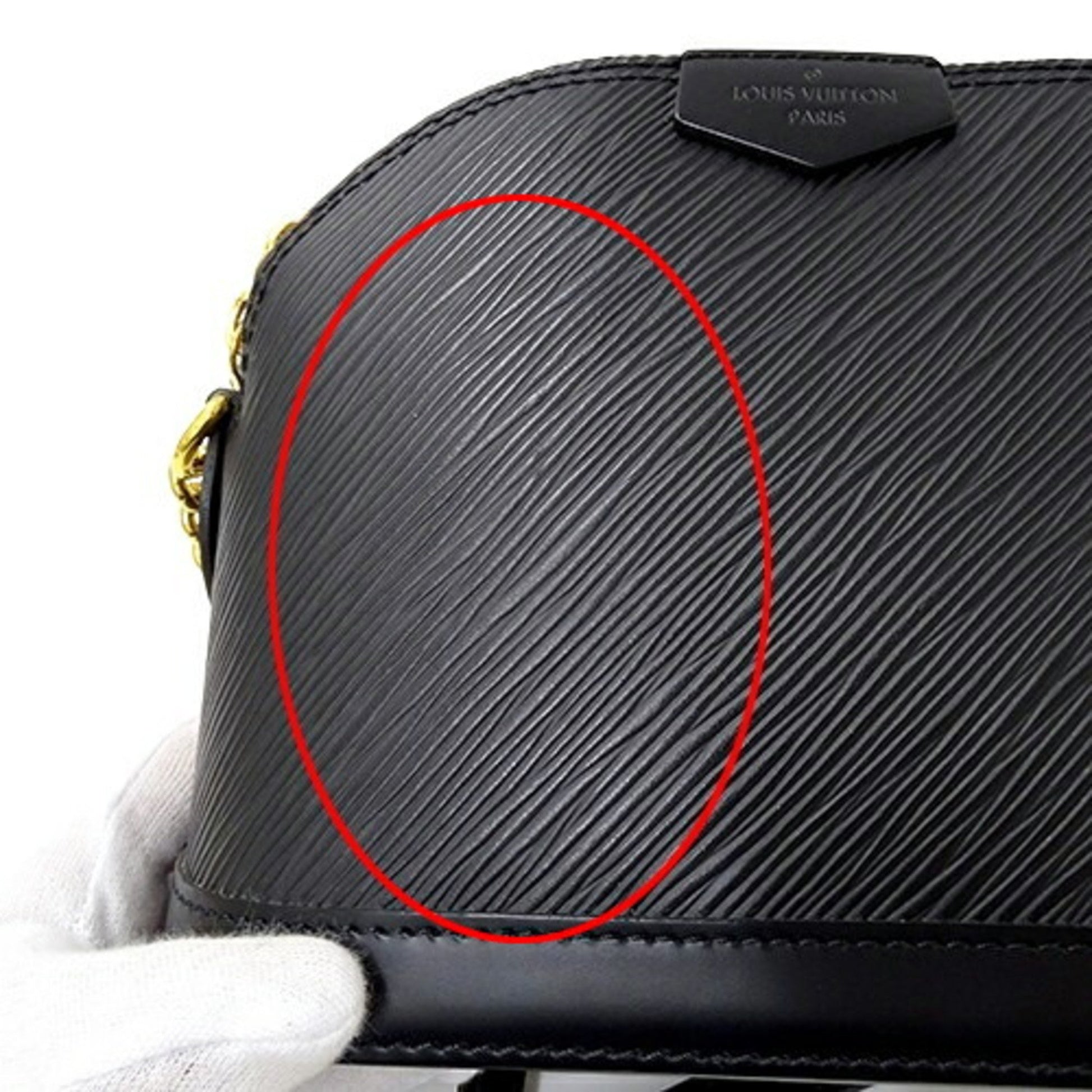 Louis Vuitton Alma Mini, Black, Leather, shoulder
