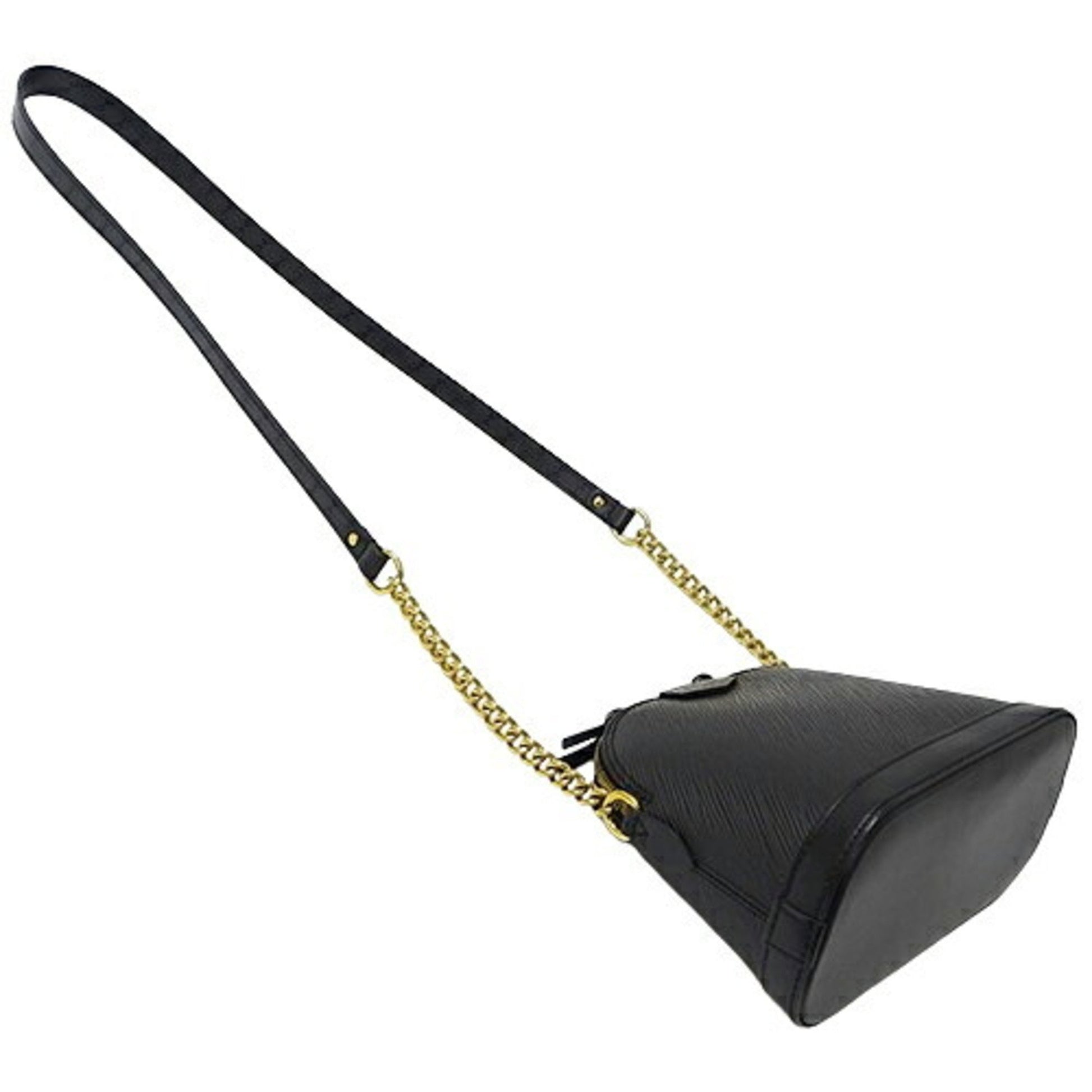 Louis Vuitton Alma Mini, Black, Leather, shoulder