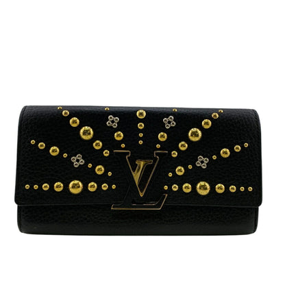 Louis Vuitton Capucines, Black, Leather, wallet