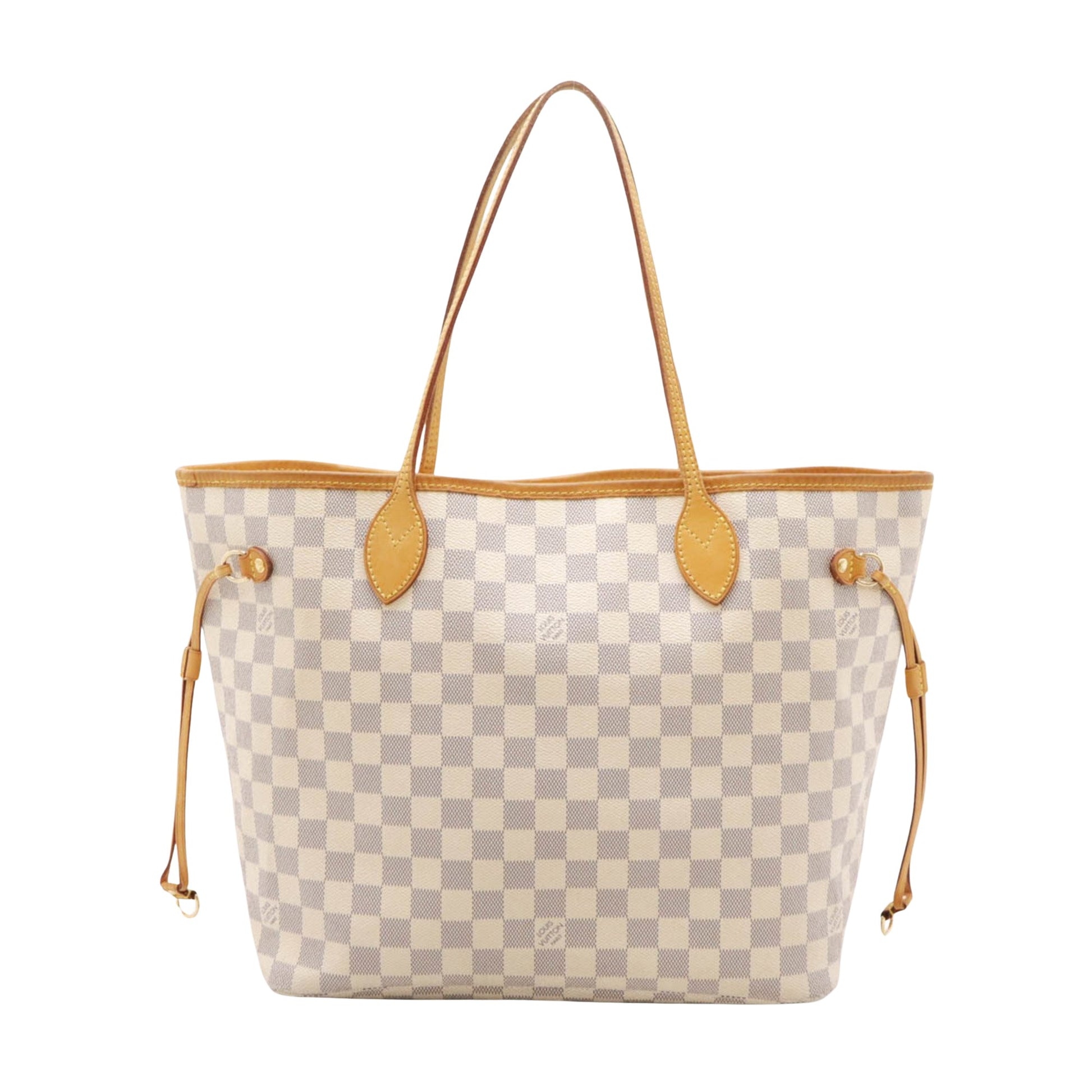 Louis Vuitton Neverfull MM, White, Canvas, tote
