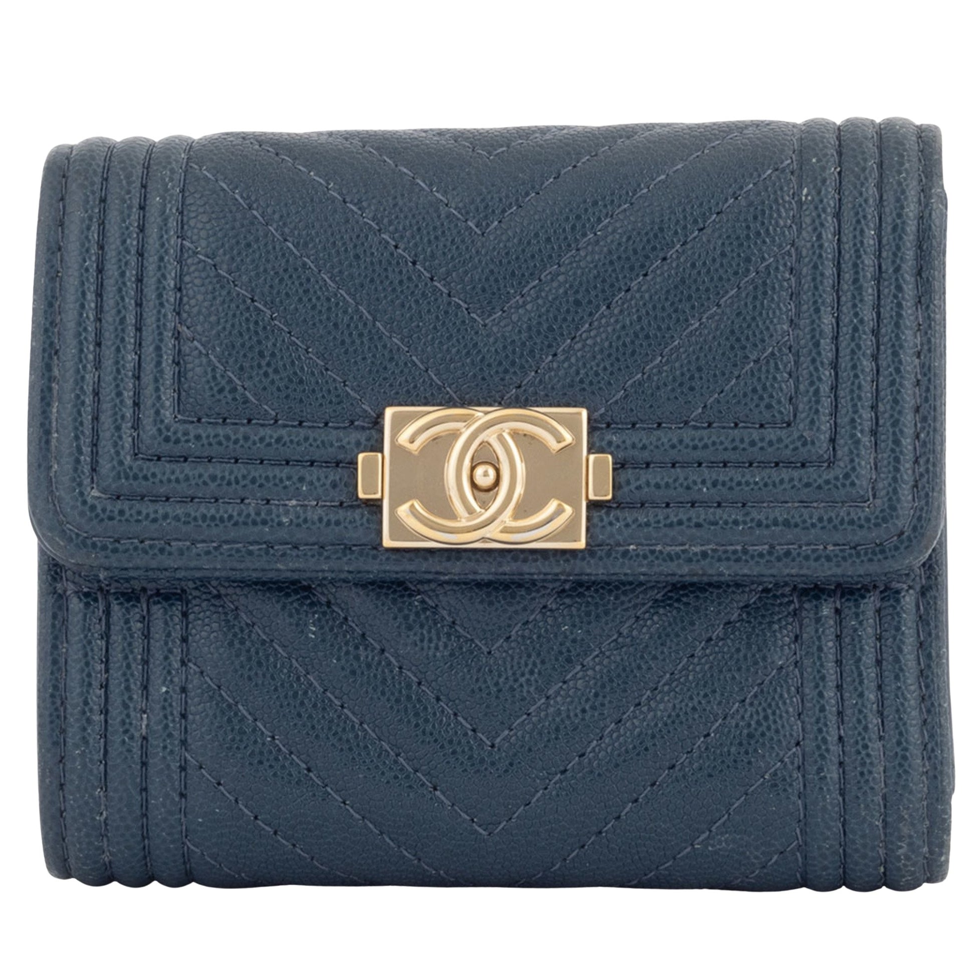 Chanel, Turquoise, Leather, wallet